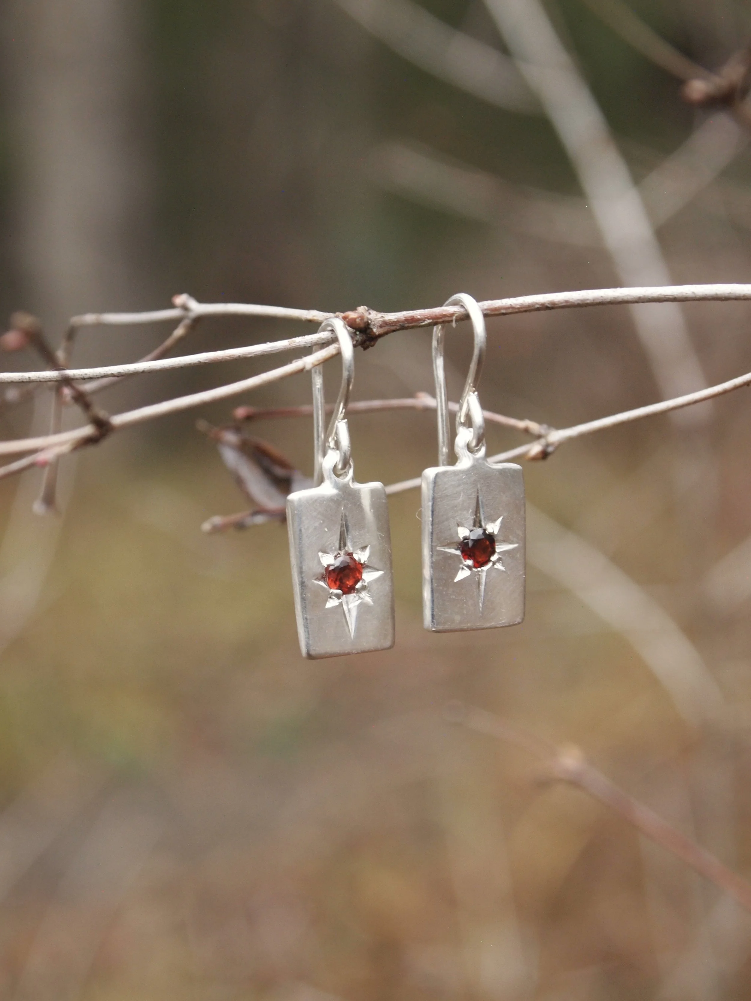 Garnet celestial earrings