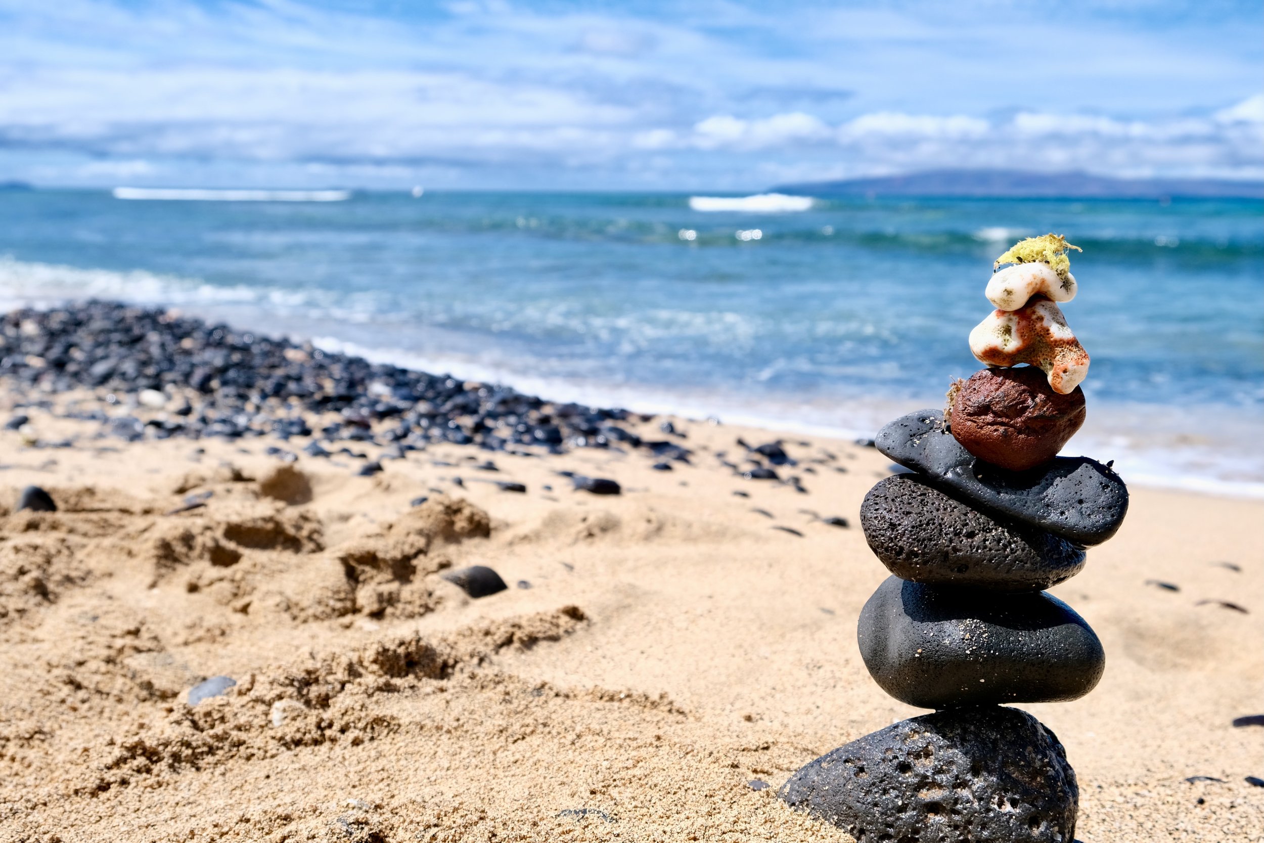 Small rocks stacked at Ukumehame