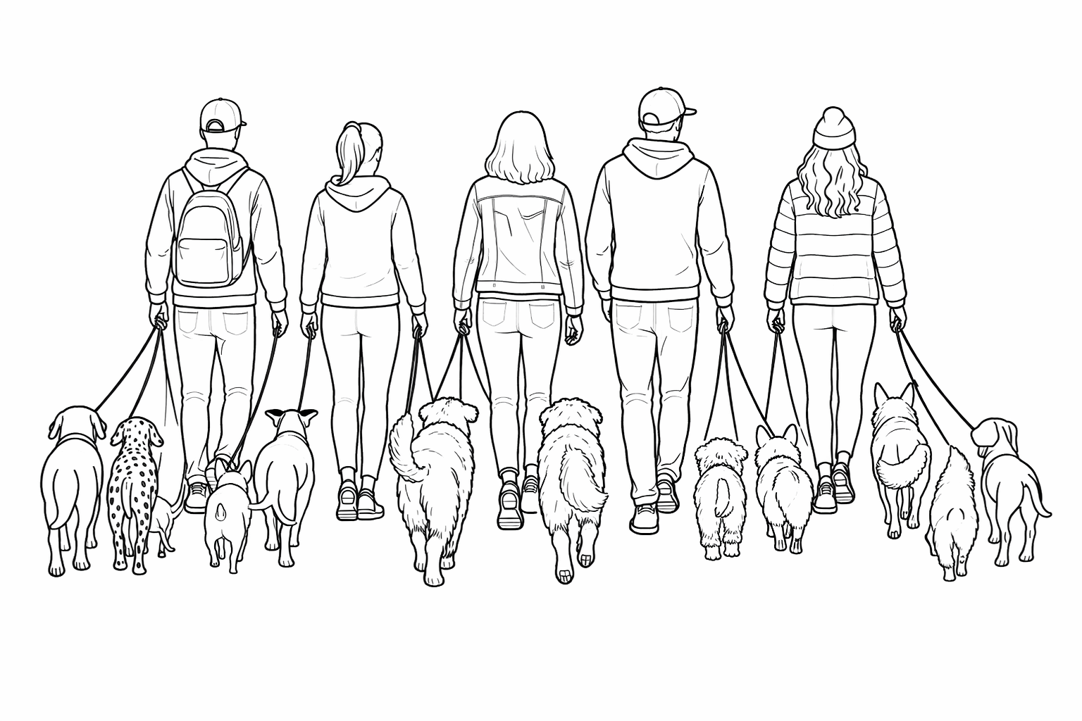 Walkers and their dogs in line.png