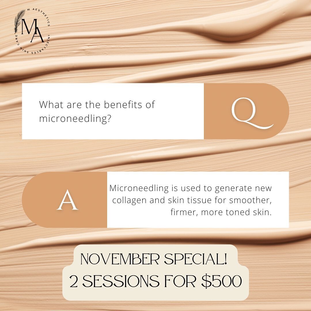 𝗠𝗶𝗰𝗿𝗼 𝗻𝗲𝗲𝗱𝗹𝗶𝗻𝗴 𝘀𝗽𝗲𝗰𝗶𝗮𝗹! 

Just a few more weeks - 
2 sessions for $500 (save $200). Perfect time to get your skin holiday ready! 

So many benefits and minimal down time. Plan for a &quot;sun burned&quot; look for 12-18 hours then