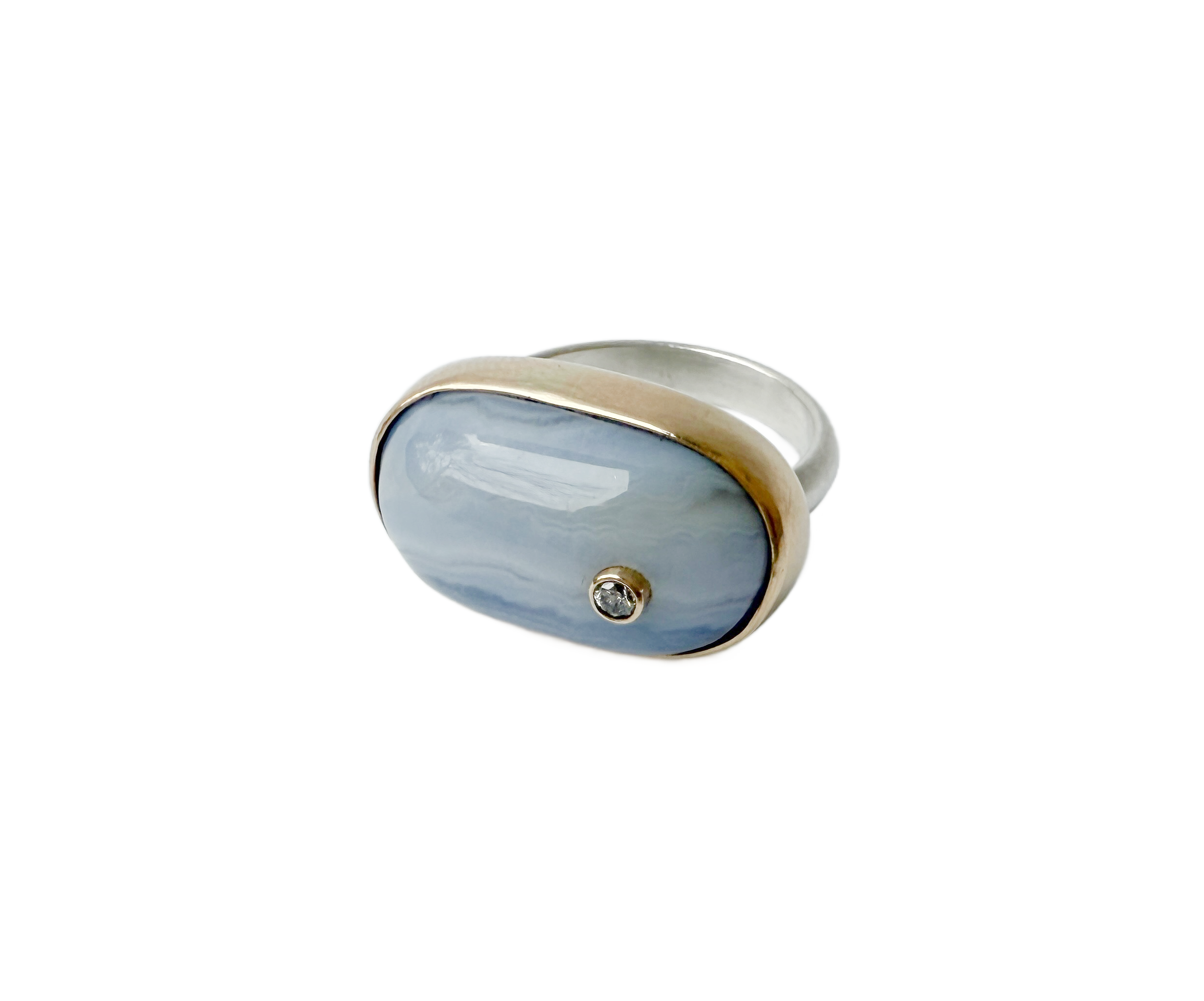 Lace Agate and Diamond Ring