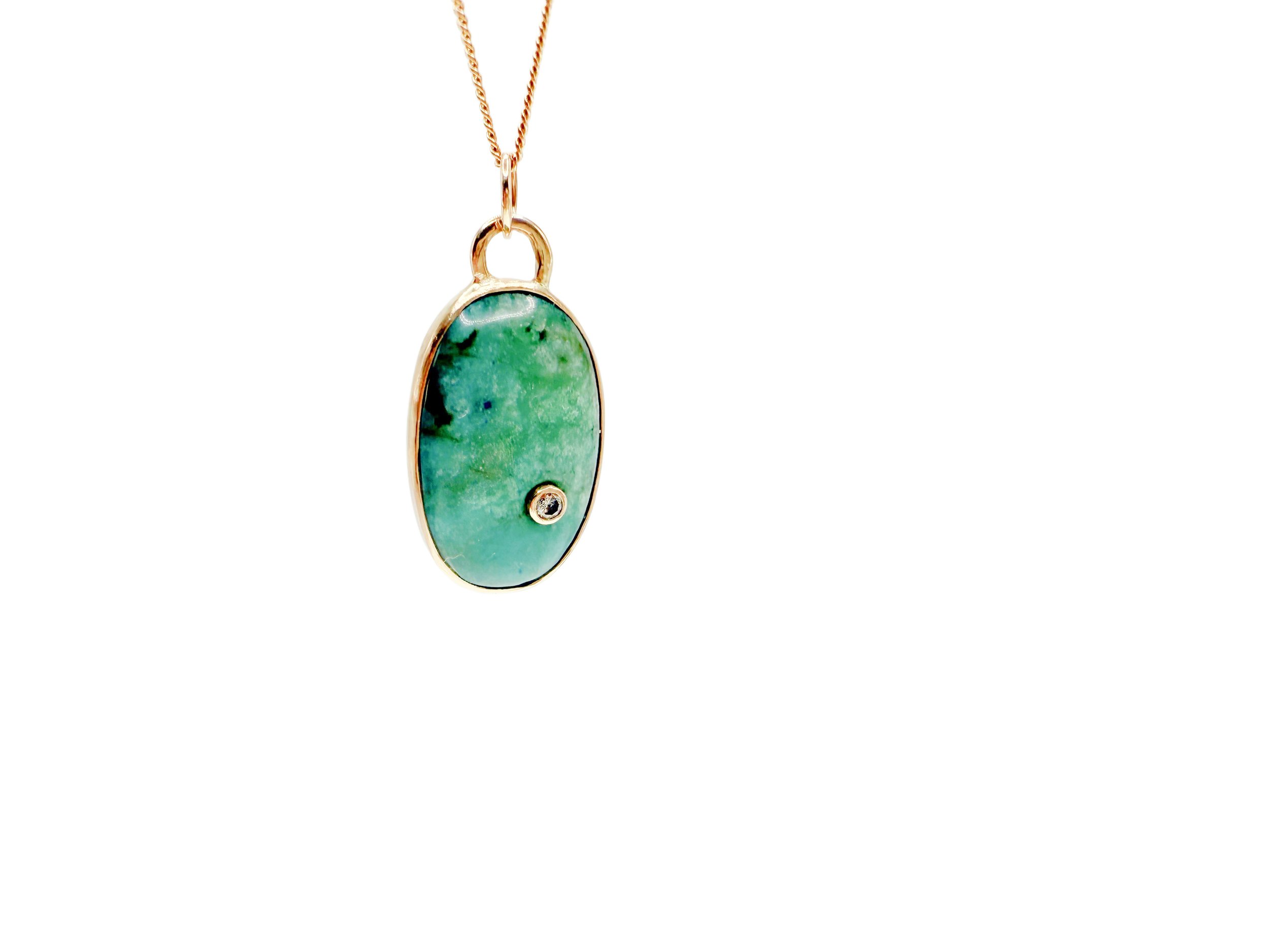 Chrysocolla and Diamond Pendant (small)