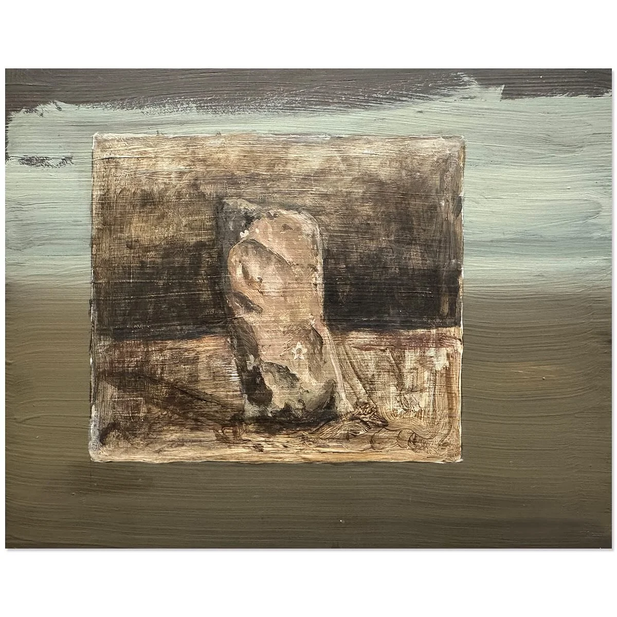 20.5x25.5cm 
Acrylic and gouache on wooden panel 
&lsquo;Stone with gradient&rsquo;