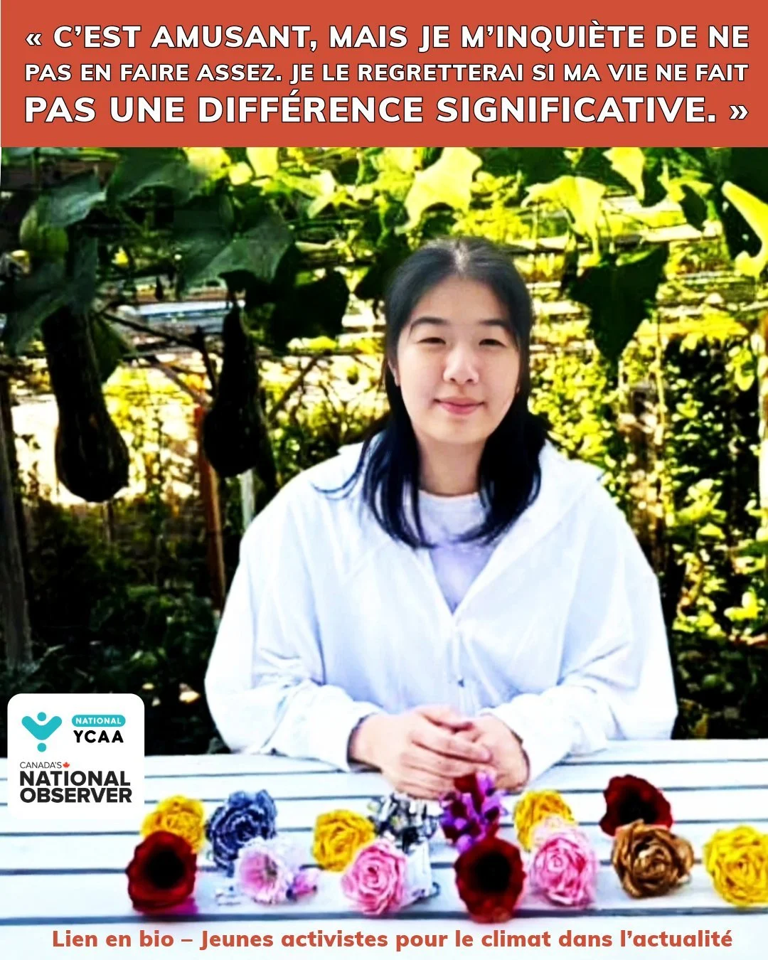 ♻️ Jeunes activistes pour le climat dans l&rsquo;actualit&eacute; 🌍
✨ Vu dans le National Observer du Canada, par Patricia Lane

🌹 Anna Yang &ndash; Laur&eacute;ate NYCAA 2025
Des 🏸 volants aux 🌹 roses &mdash; Anna Yang, 16 ans, de Newmarket (Ont