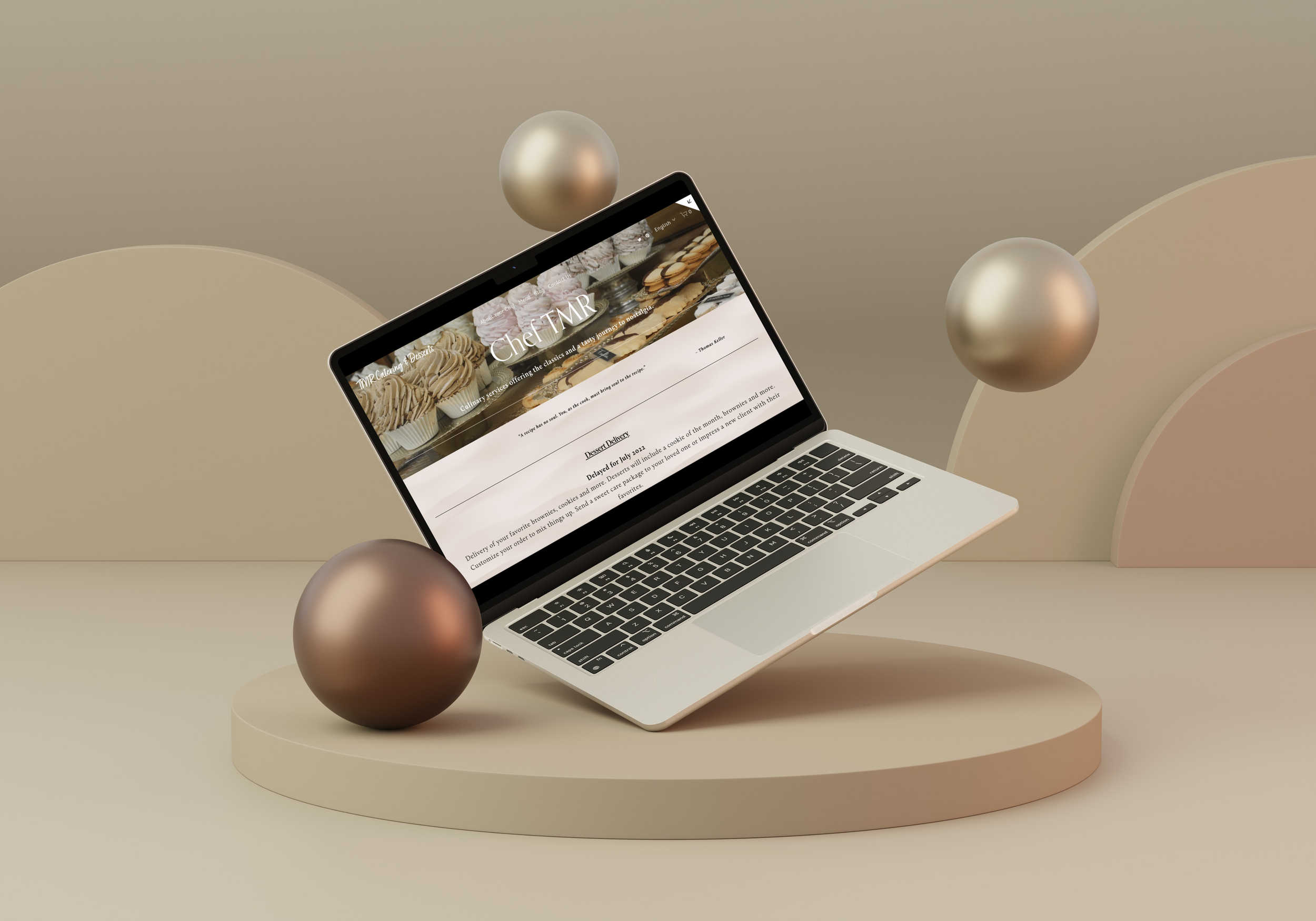 Squarespace website design process-brown laptop and beige backdrop