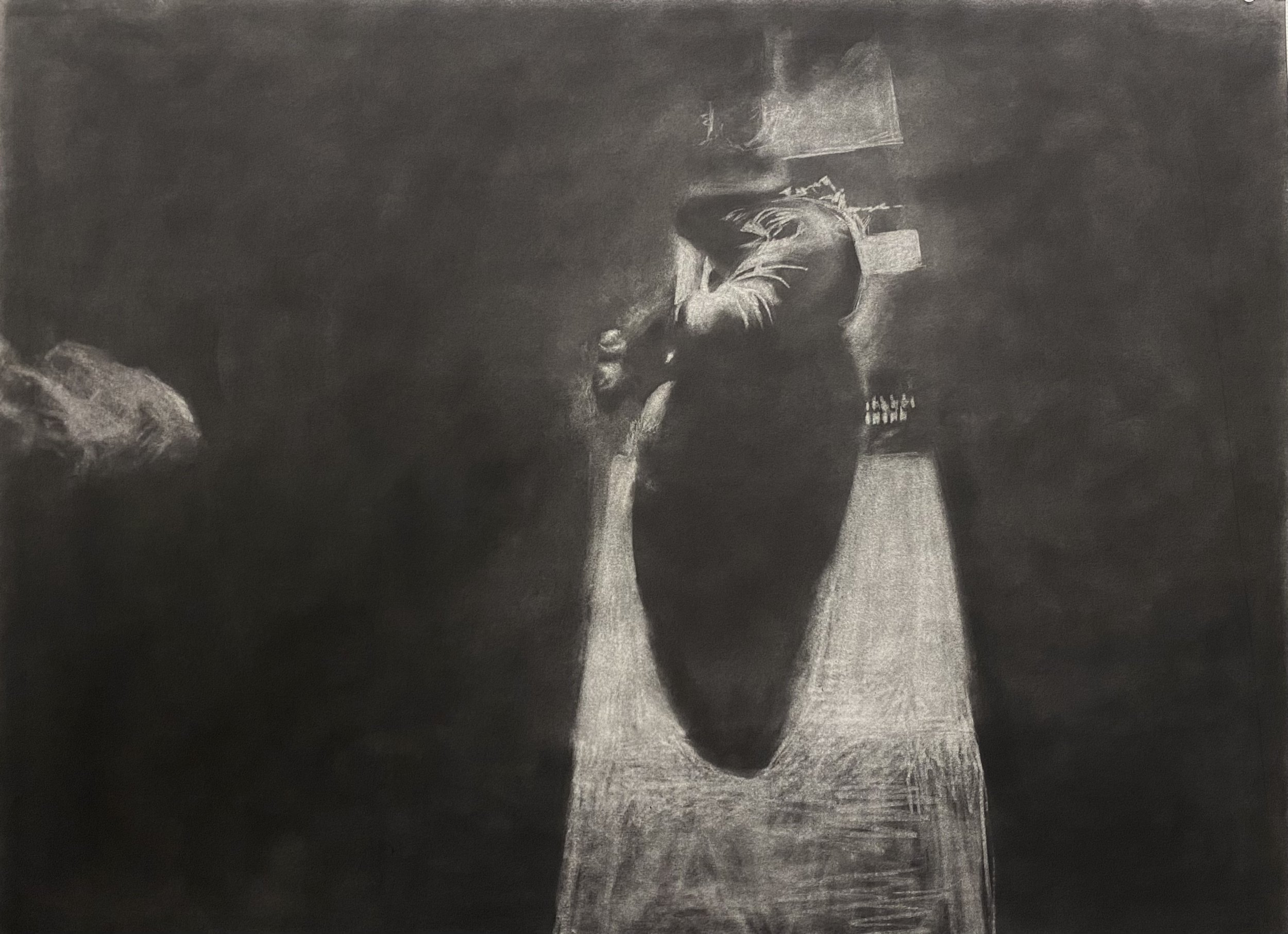 Fetal Position, Graphite Powder on Stonehenge Paper, 2023