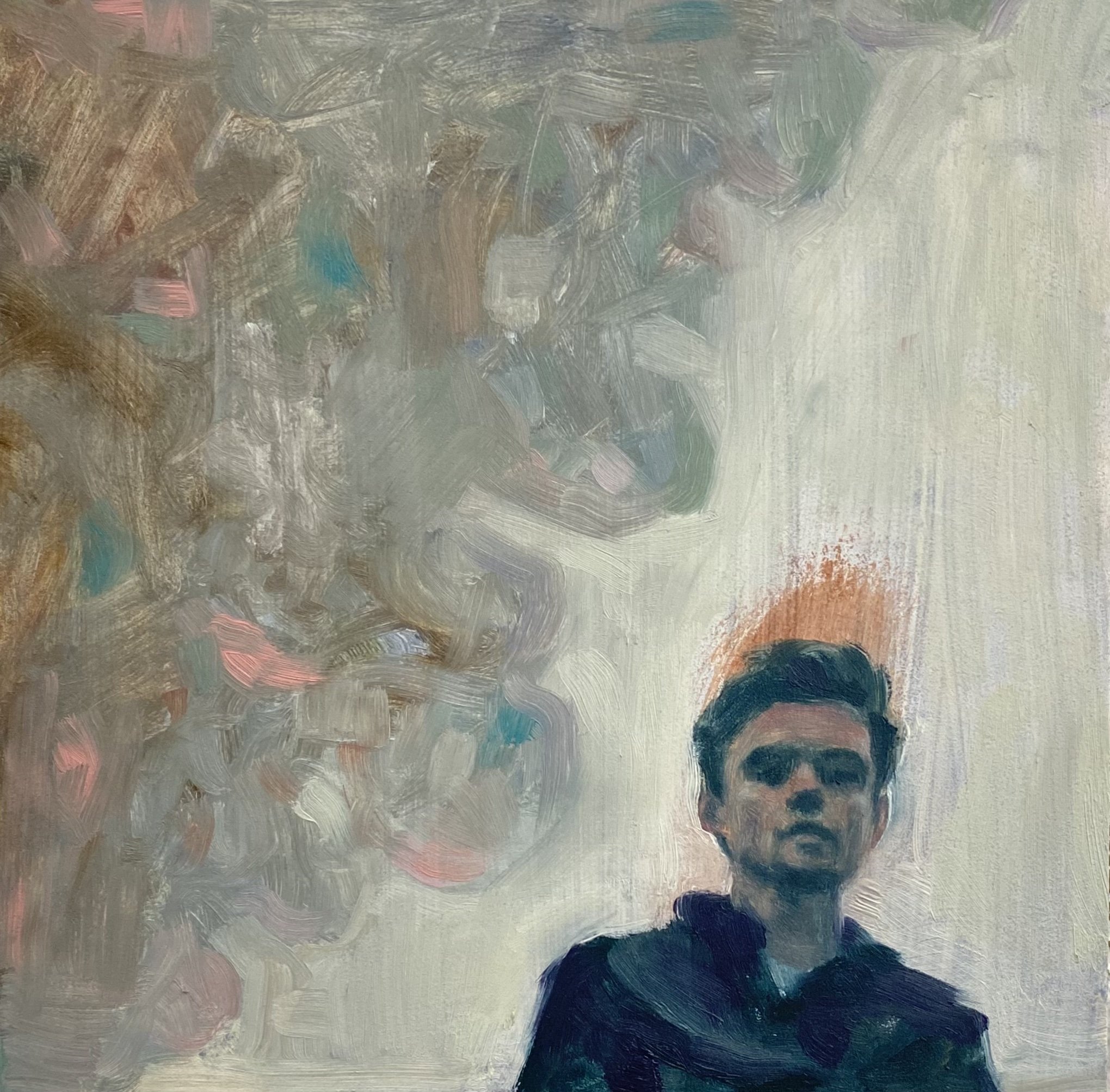 Thoughts, 5" x 5", Oil on Gessobord, 2024.