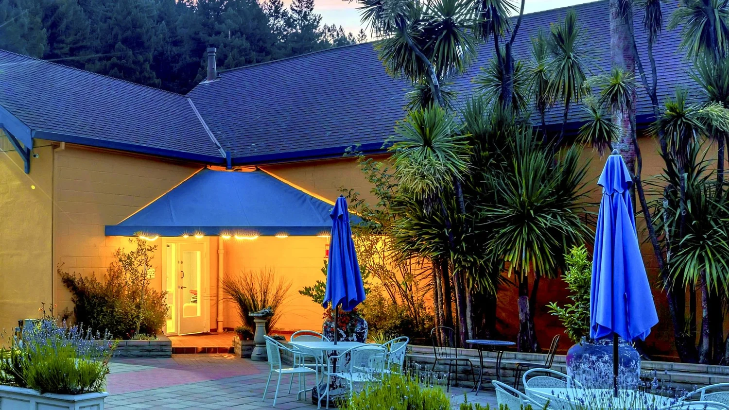 Surrey Resort entrance at evening