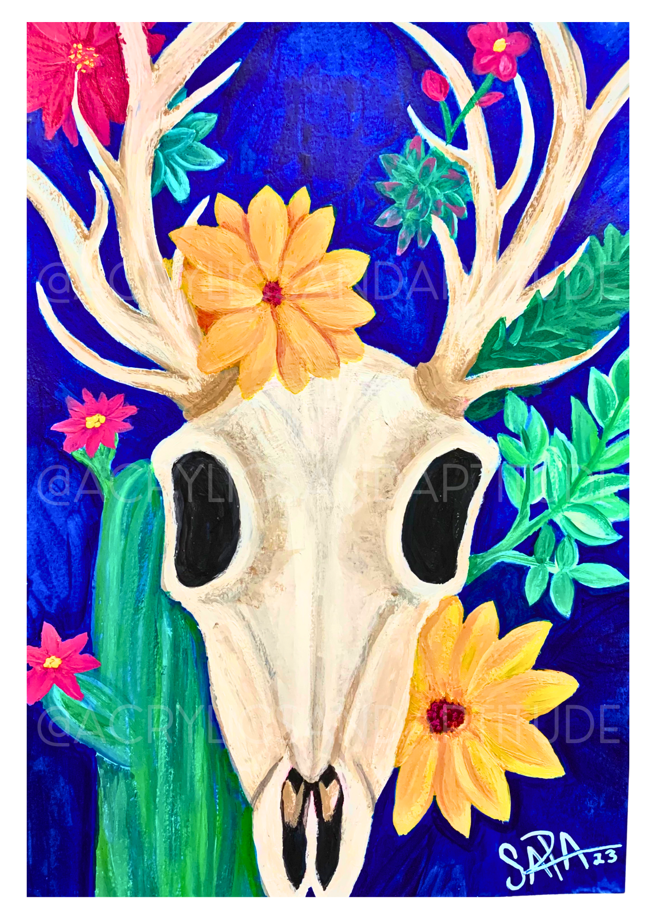 Deer and Southwestern Flowers