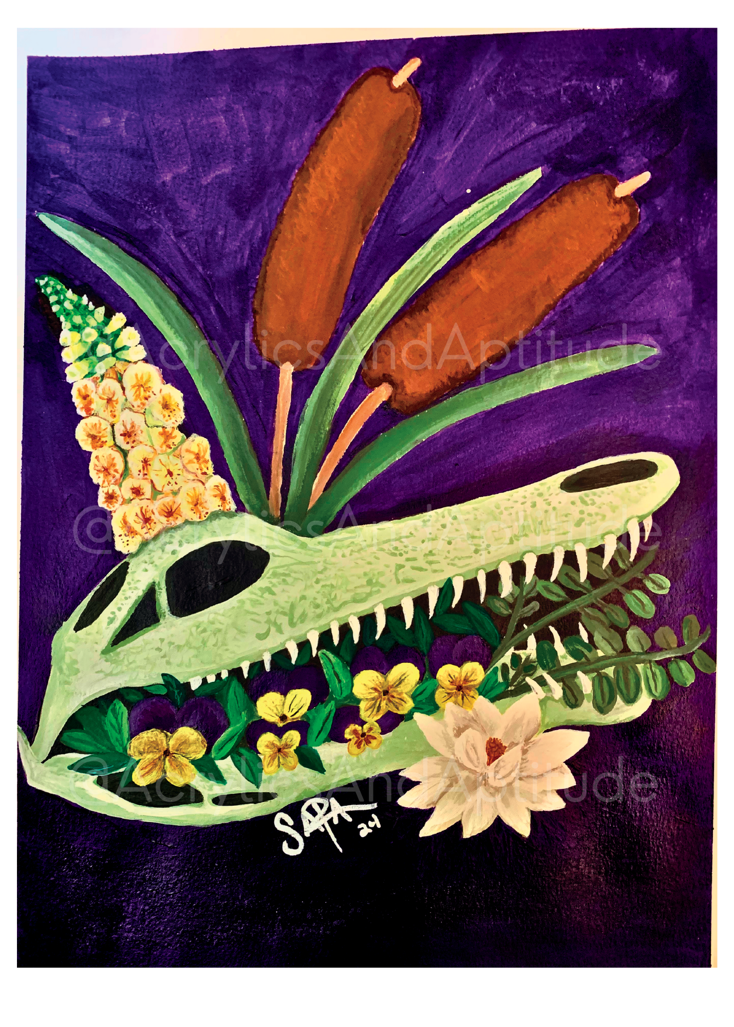 Alligator and Louisiana Flowers