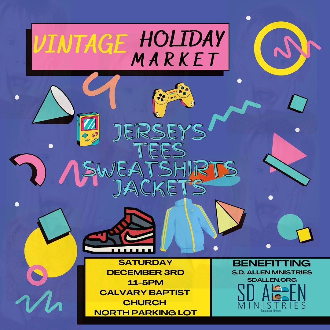 📢📢Tuscaloosa friends and UA Students come shop for some Christmas presents before the end of the year! We are hosting another Vintage Market with some great local vendors. Vendors will have vintage sweatshirts, jackets, t shirts, sweaters, and much