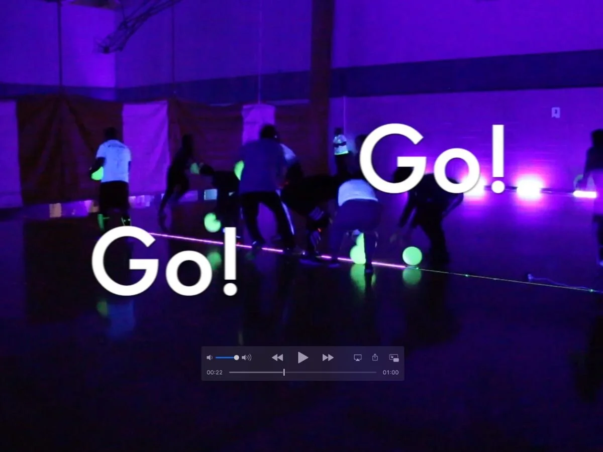 1-minute video for social media about a glow-in-the-dark dodgeball event