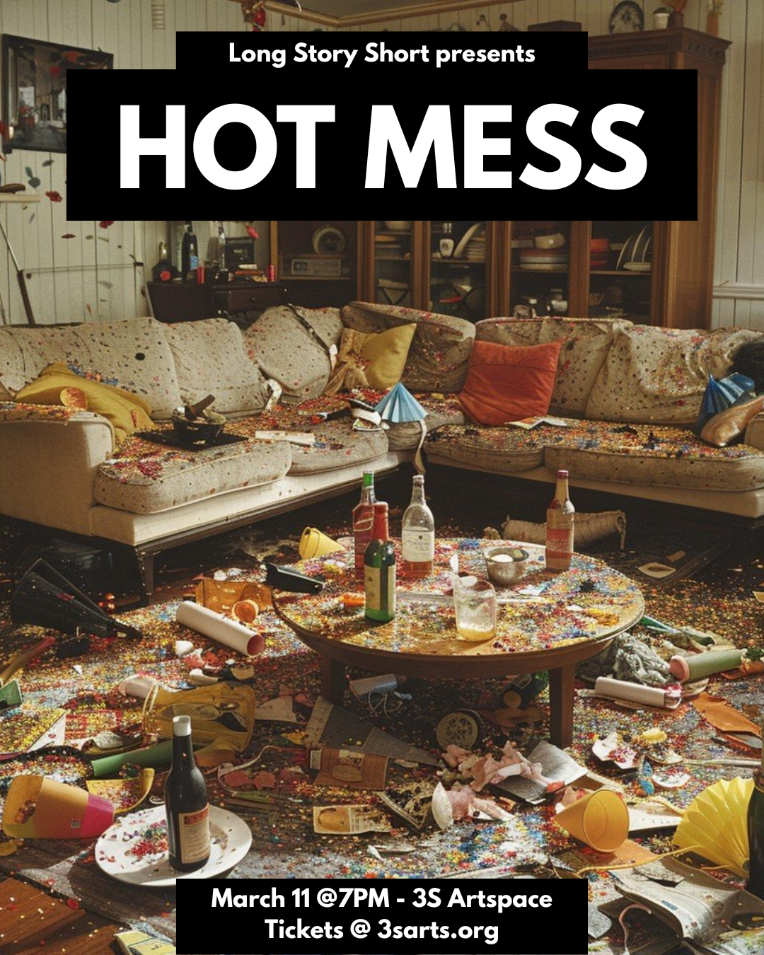 Messy livingroom after a party.