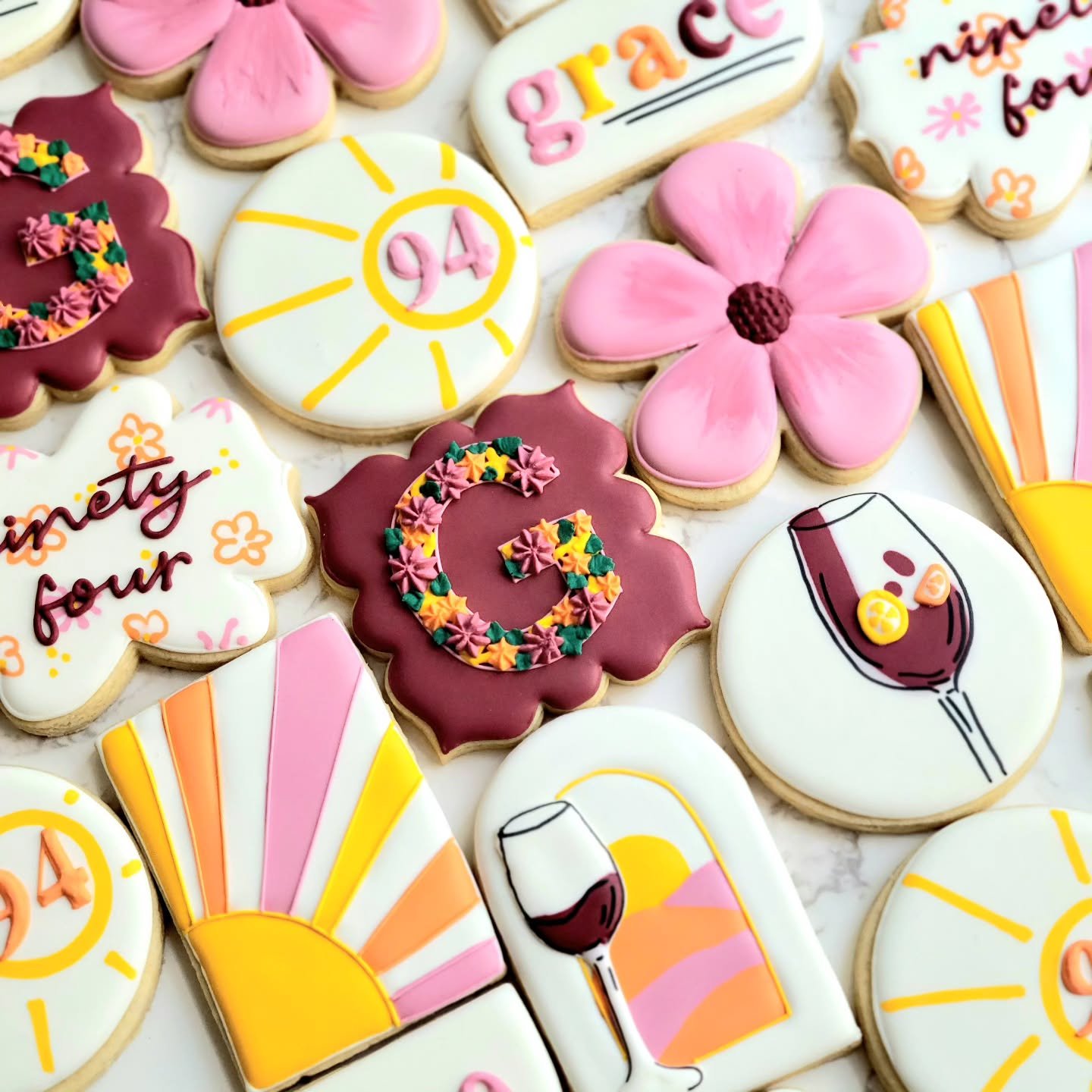 &quot;She loves sitting out in the sun drinking sangria 🤣&quot;

It's hard to believe I made these exactly one year ago and Grace will be celebrating her 95th in a few days - stay tuned for the new birthday set!
.
.
.
#homemade #baking #sugarcookies