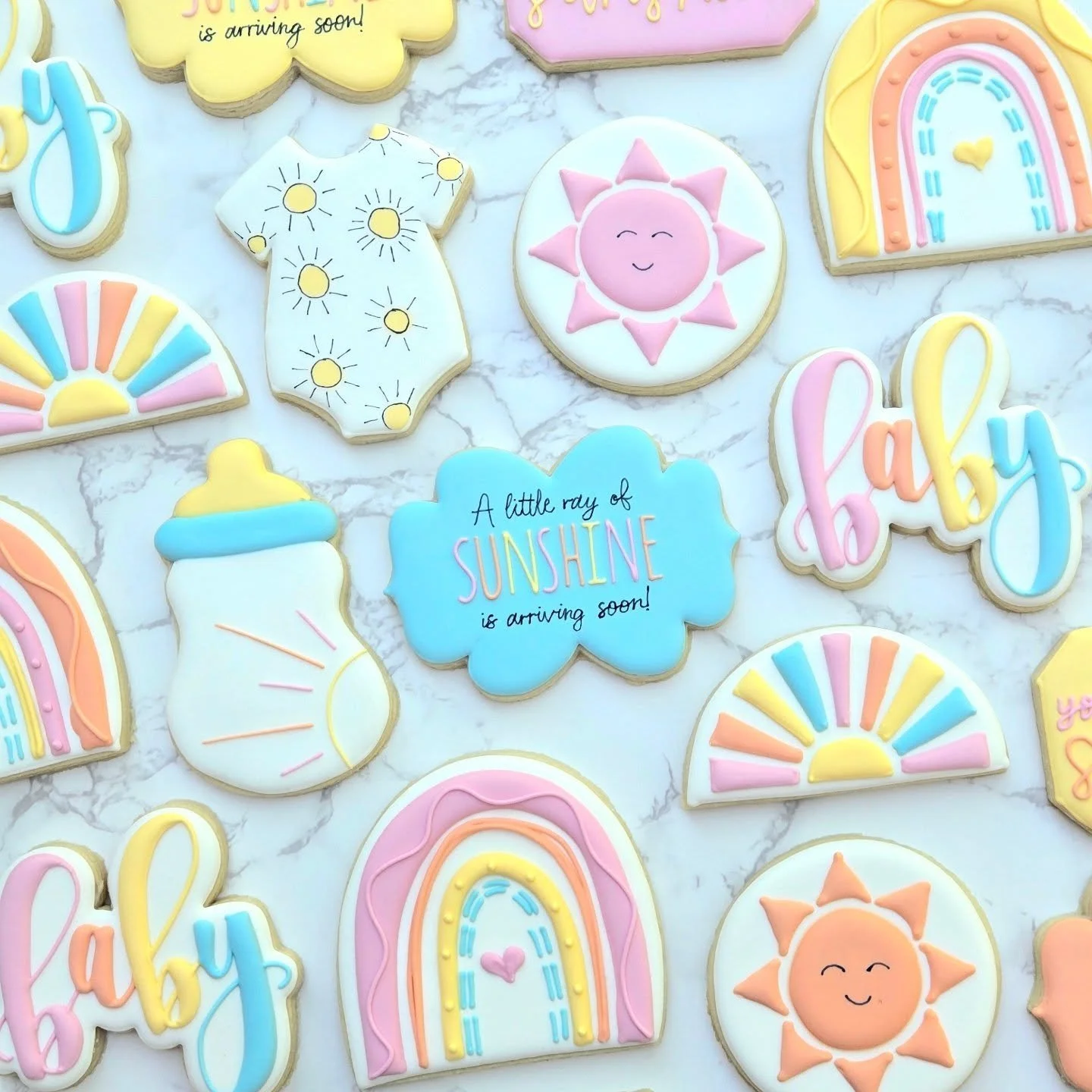 A little Ray of sunshine is arriving soon!
.
.
.
#homemade #baking #sugarcookies #royalicing  #cookies #cookiesofinstagram #decoratedcookies #dessertsofig #cookiesofig #edibleart #weddingcookies #birthdaycookies #bridalshowercookies #babyshowercookie