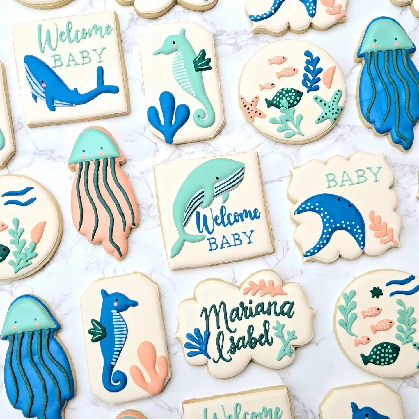 Nothing like a sea-themed baby shower for a little girl named Mariana!
.
.
.
#homemade #baking #sugarcookies #cookies #oceancookies