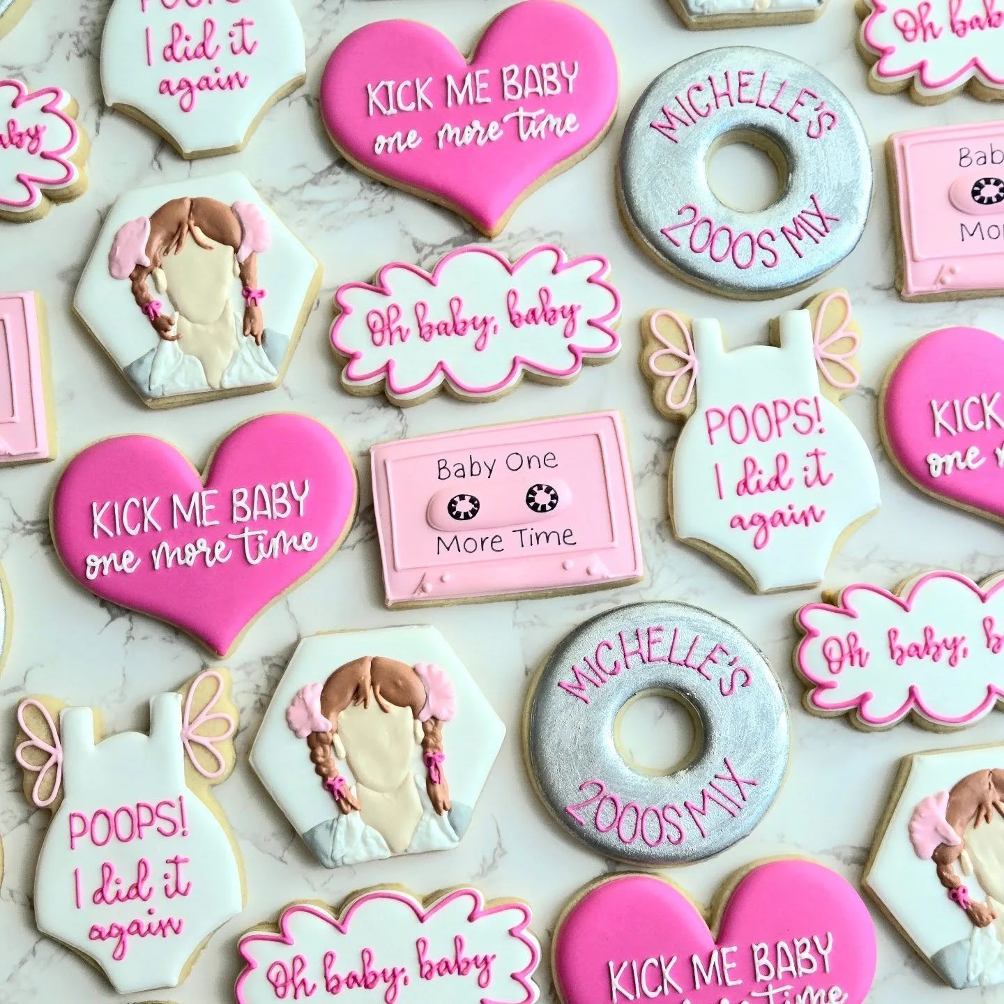 I think Britney would be proud of this one 😆 "Poops! I did it again" definitely hits different now that I have my own little one!
.
.
.
#homemade #baking #sugarcookies #cookies #babyshowercookies