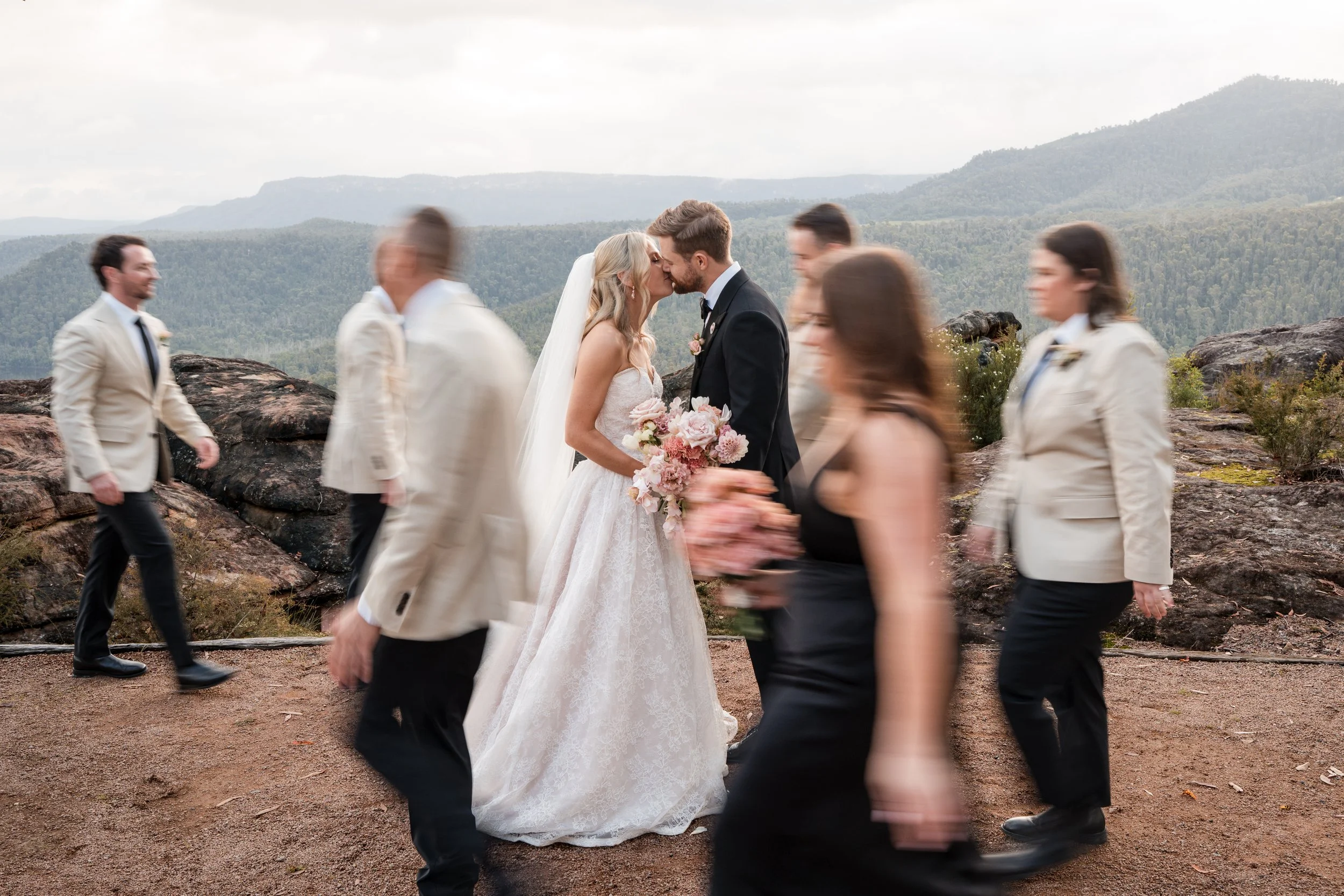 Hannah and Rohan’s three-day Kangaroo Valley wedding at Kangaroo Valley Bush Retreat, featuring an intimate ceremony at the iconic Rock Cathedral. A beautiful Southern Highlands wedding celebration surrounded by family, friends and the Australian bus