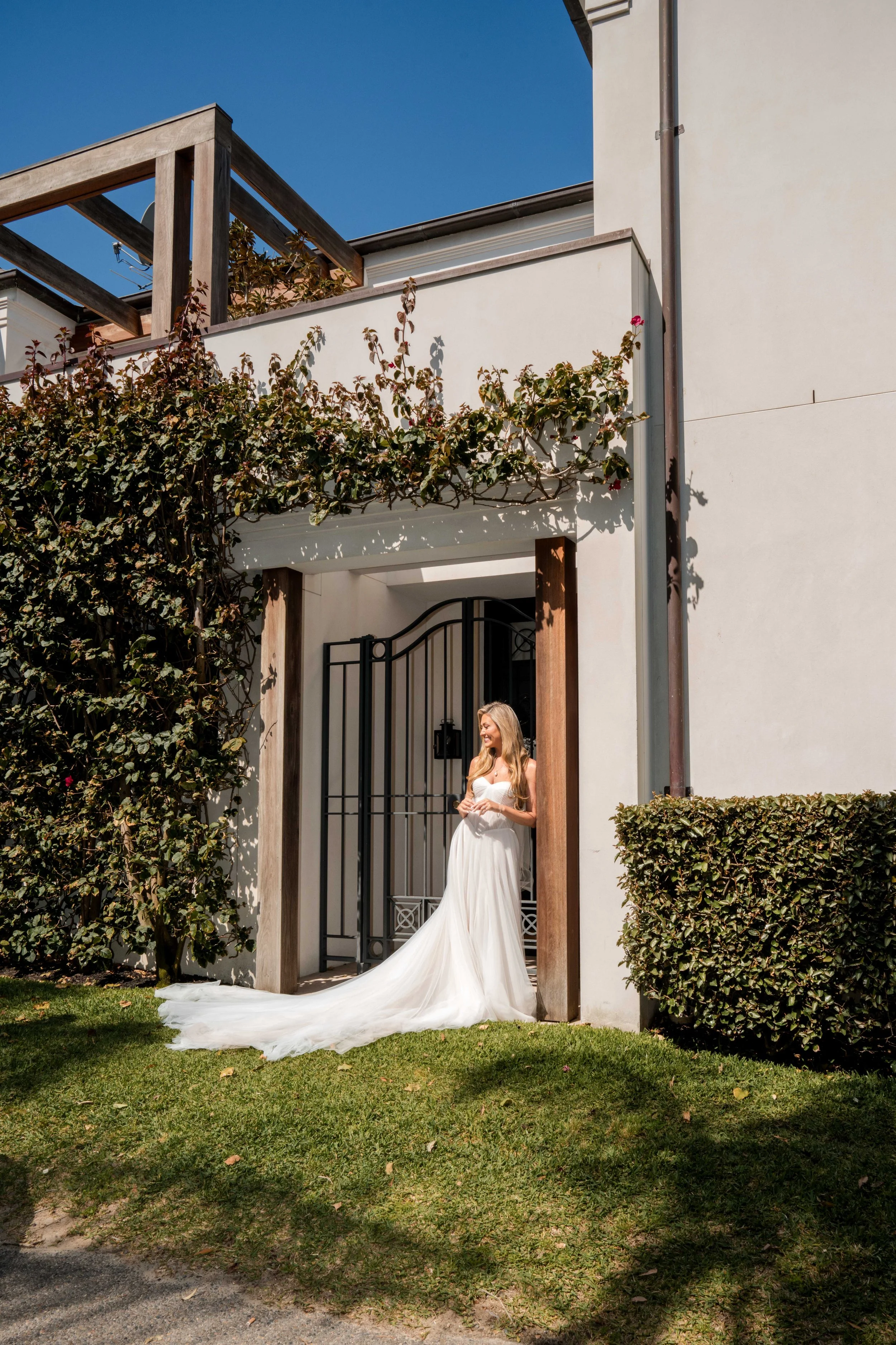 Sun-drenched bridal preparations at a private family property in Palm Beach, Sydney’s Northern Beaches.