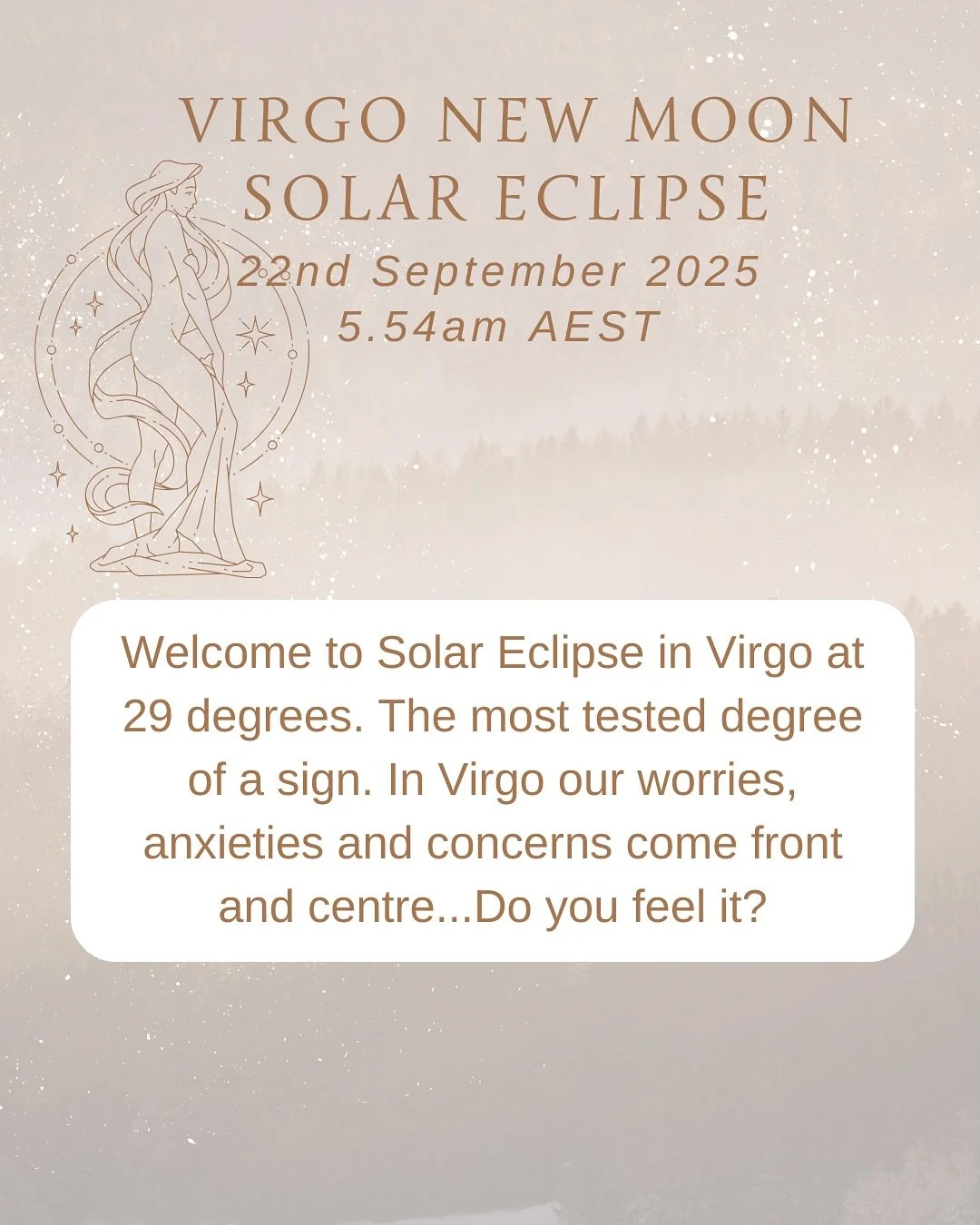 Are you feeling this Solar Eclipse at the most tested degree of Virgo?? If you are feeling unstable today there is a reason! 

Eclipse portals are BIG energy and they ensure our souls are on the pathway we need to be in and to be honest this is the t