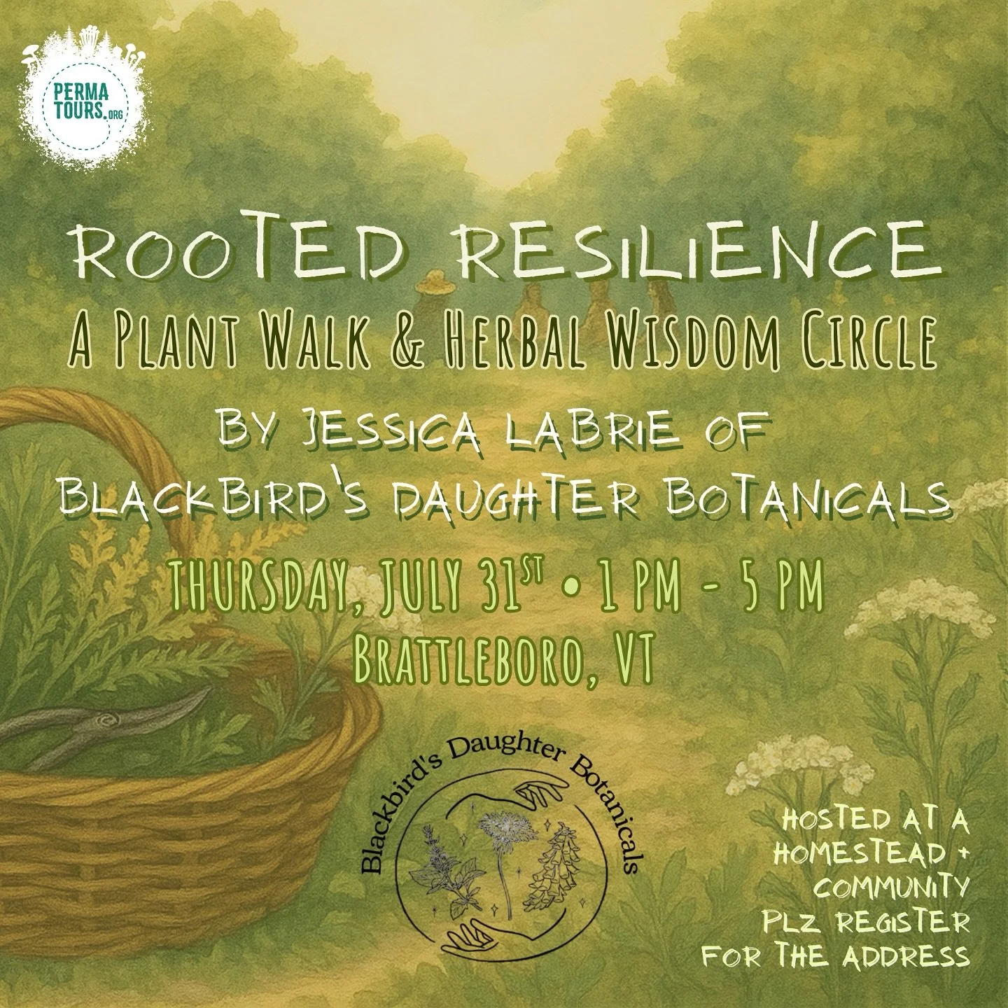 Join us for Rooted Resilience | A Plant Walk &amp; Herbal Wisdom Circle by Jessica of @blackbirdsdaughterbotanicals 🌻🌱🌞👣

~ Workshop description ~ 

Are you curious about the non-human beings we live amongst, and the medicine they can teach us ab