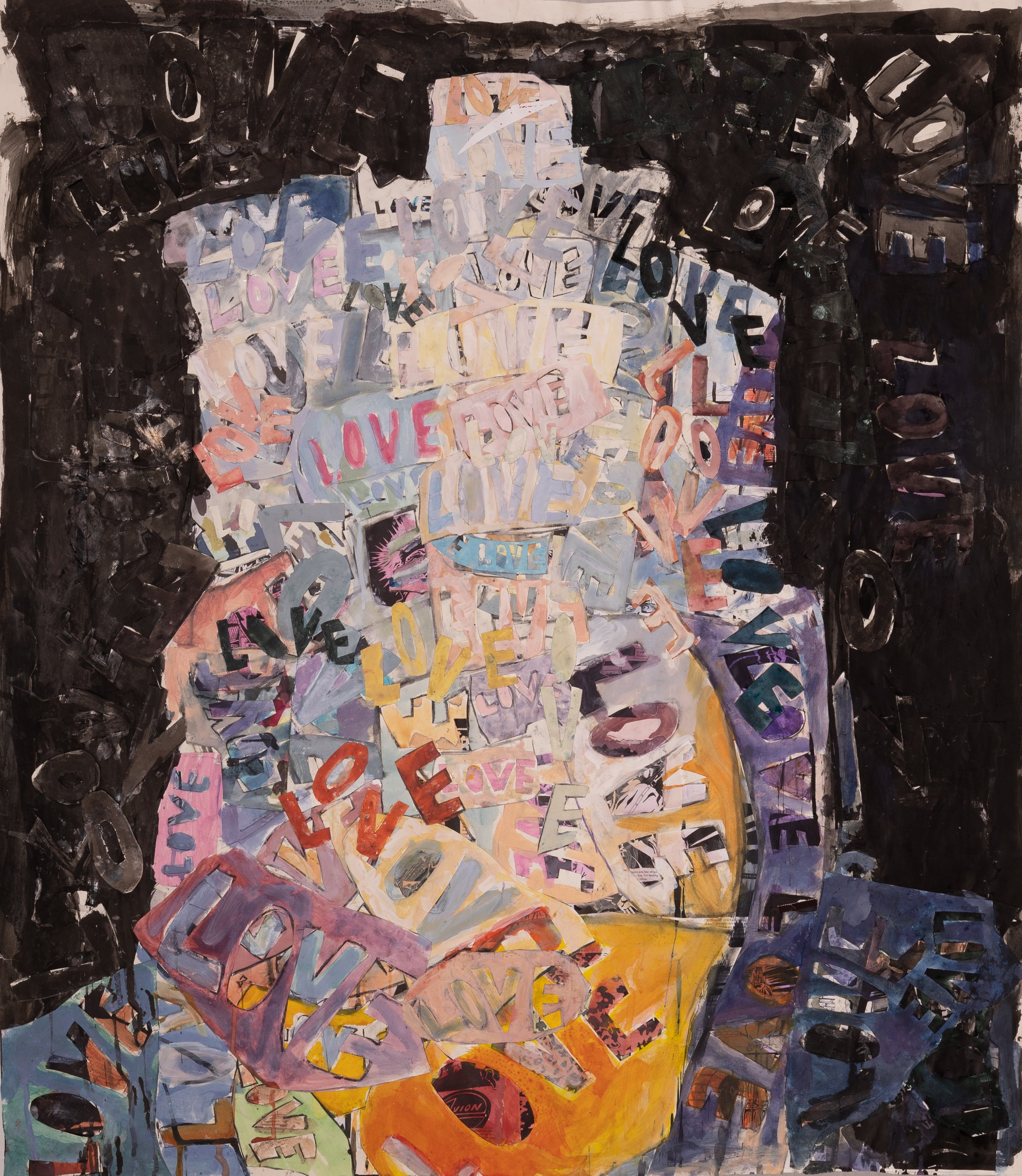 "LOVE" Mixed Media Collage on Paper, 47" x 41", 2012