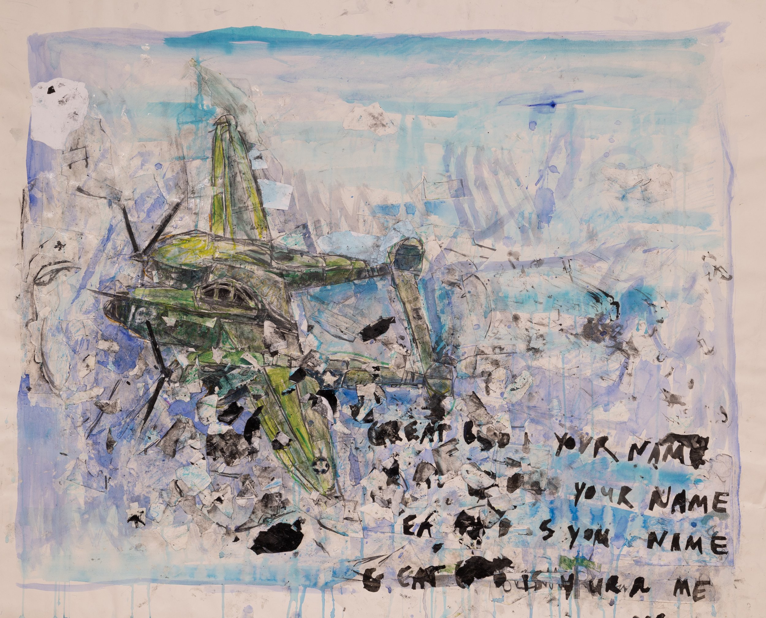 "Great Bird is Your Name" Mixed Media Collage on Paper, 34" x 42", 2011
