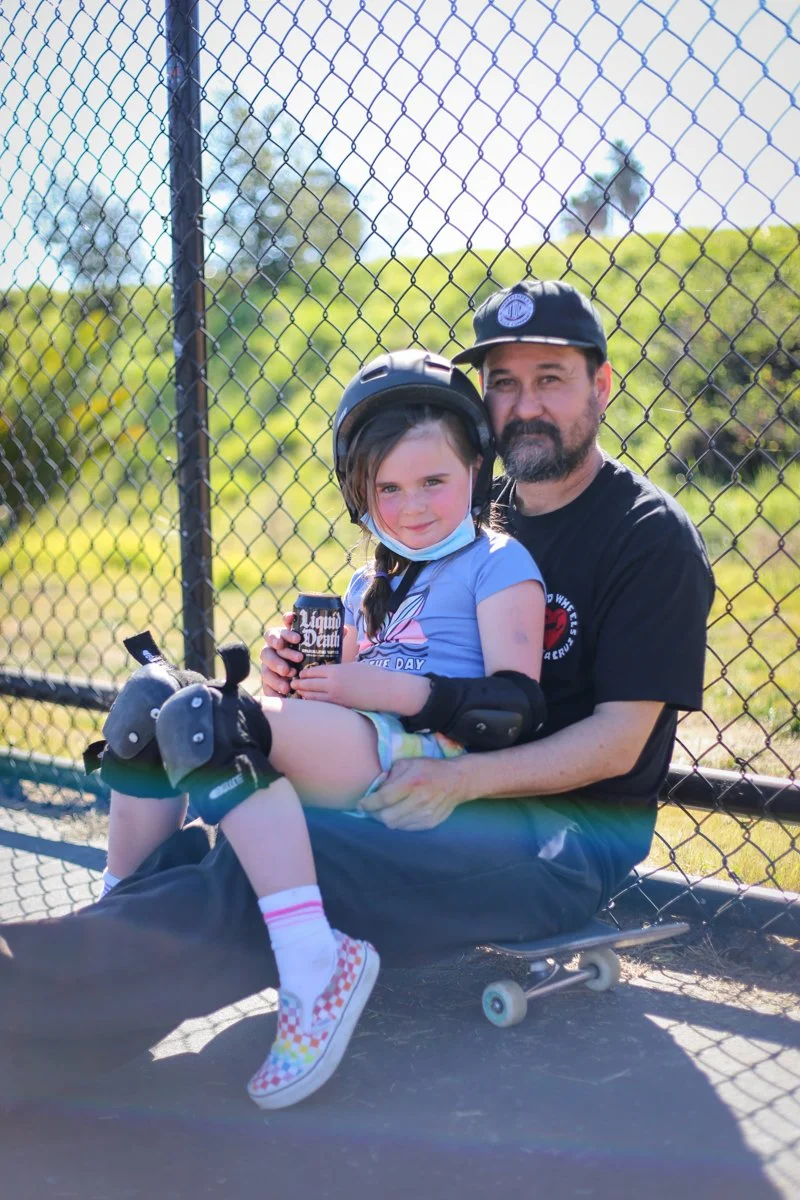 Father and daughter at Skate Like A Girl meetup at Santa Cruz