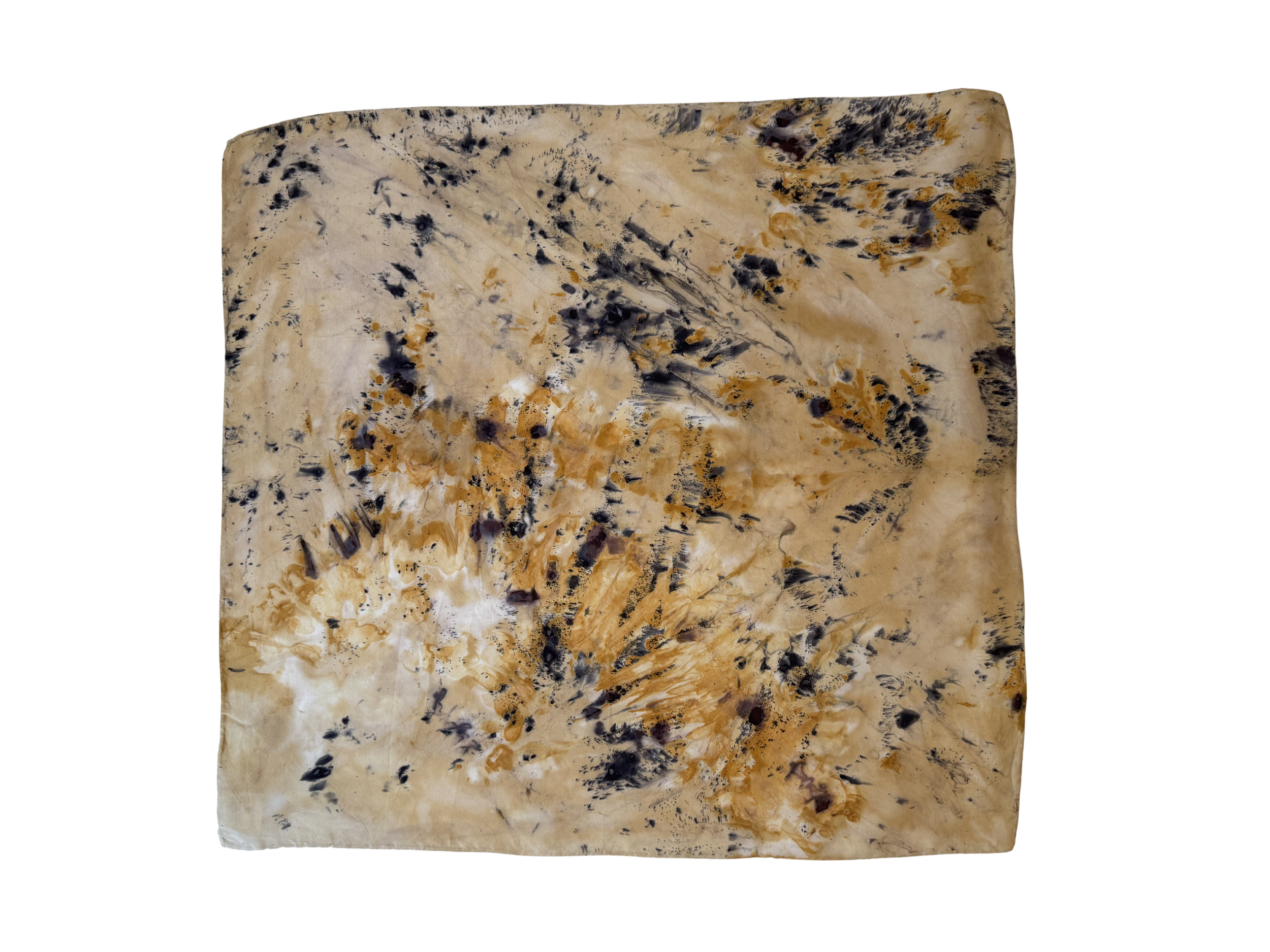 Small Plant-Dyed, Hand-Painted Silk Scarf - Cluster