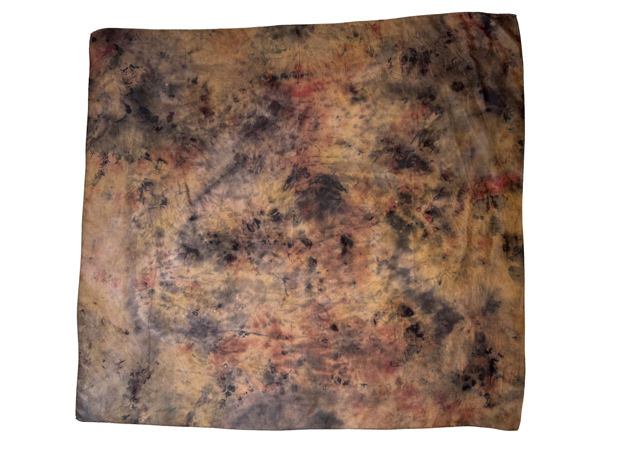Large Plant-Dyed, Hand-Painted Silk Scarf - Storm