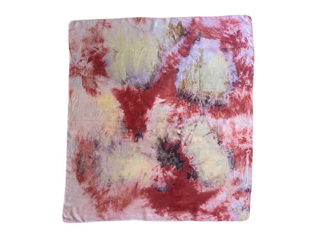 Large Plant-Dyed, Hand-Painted Silk Scarf - Earth