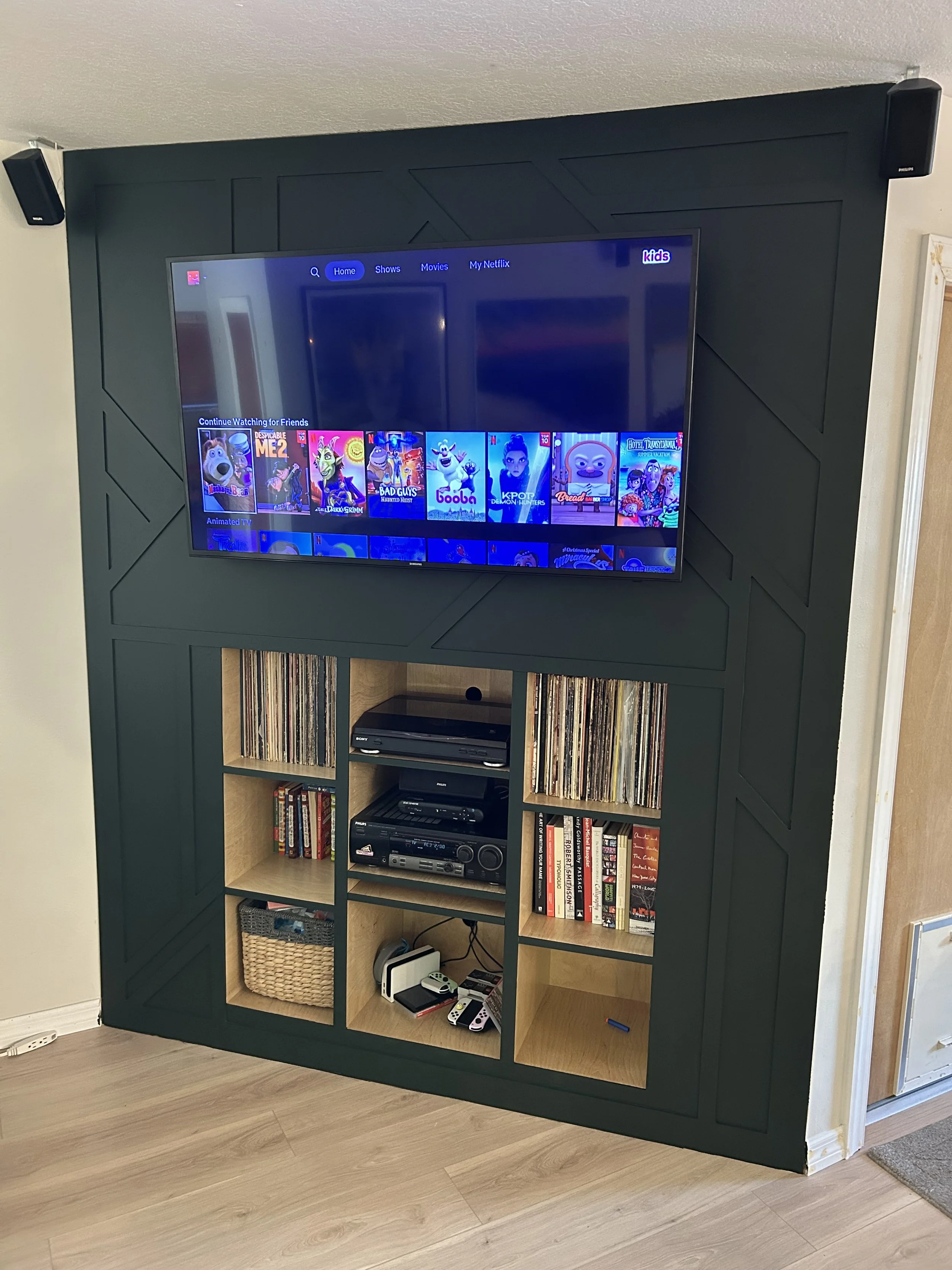 Custom accent wall and TV installation