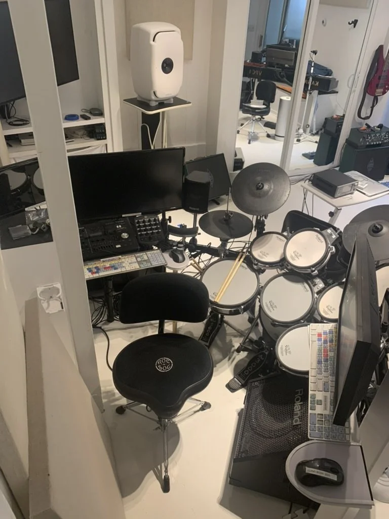 View of the drum workstation in Studio 2