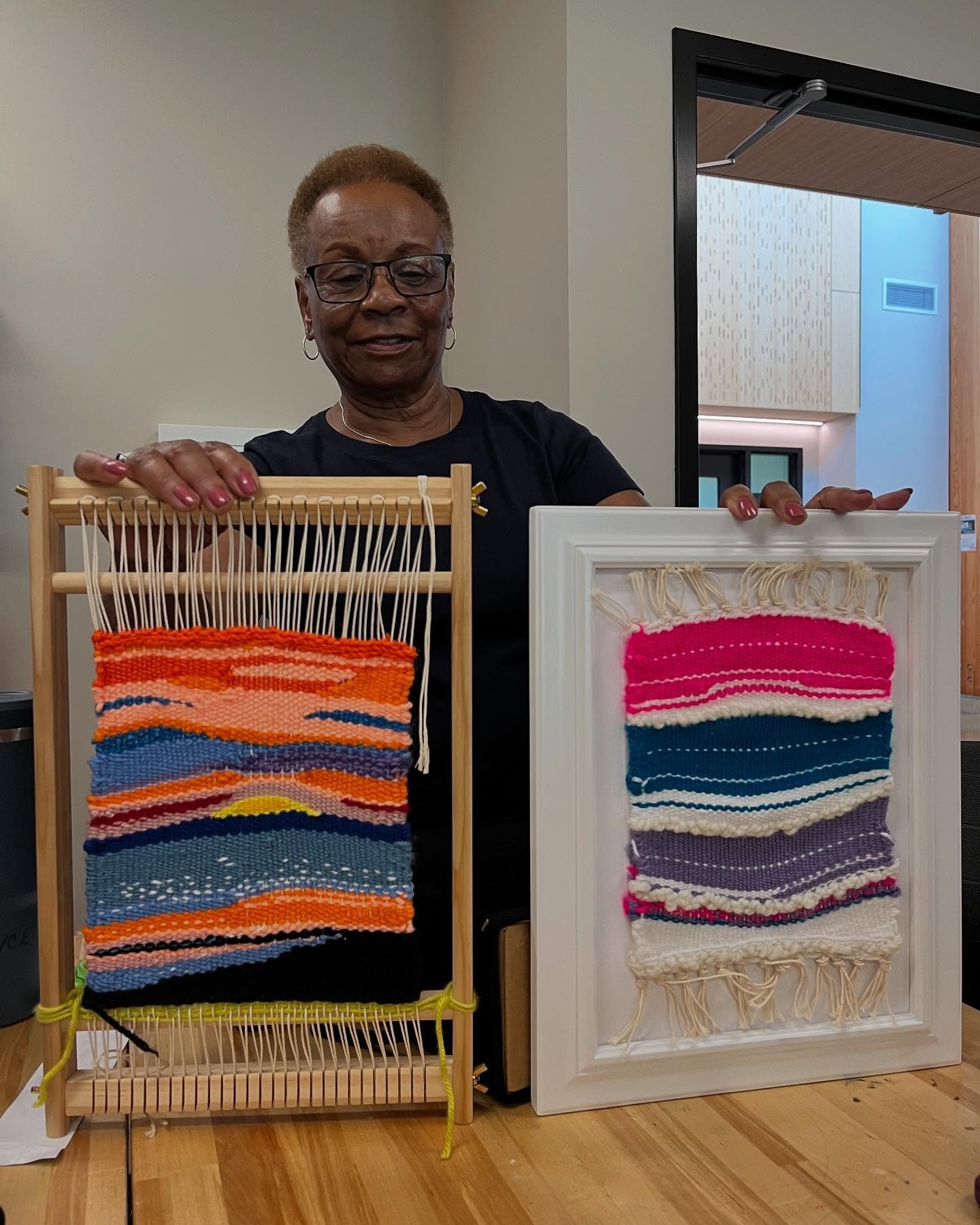 Senior weaving class is at a full swing.