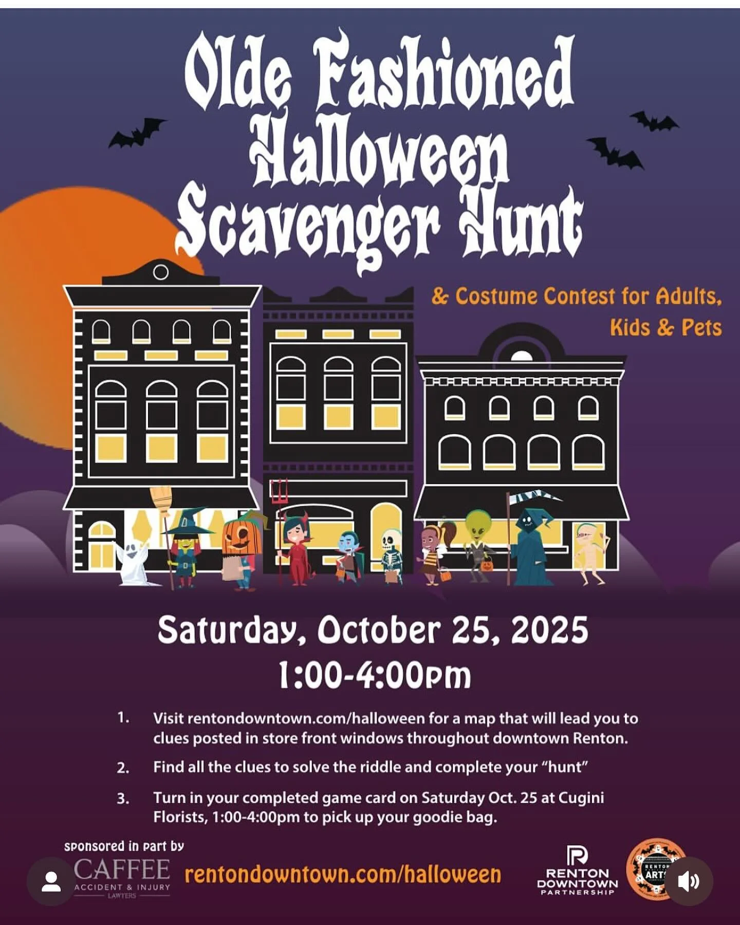Please join us at the Renton downtown for the Halloween costume festival. There will be art/craft activities, giveaways and a lot more fun. ##