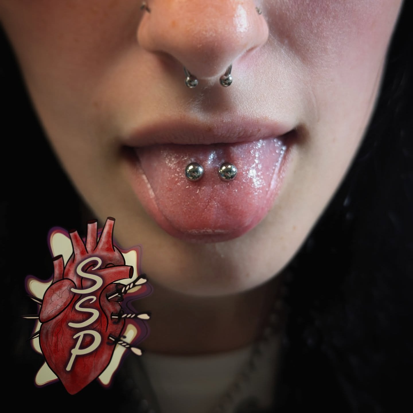 Got to do something pretty unique, I had a client come in who had a very very off centered tongue piercing. So we decided instead of taking and redoing, that we would pierce the other side of her tongue to have something very unique and rare. No it's