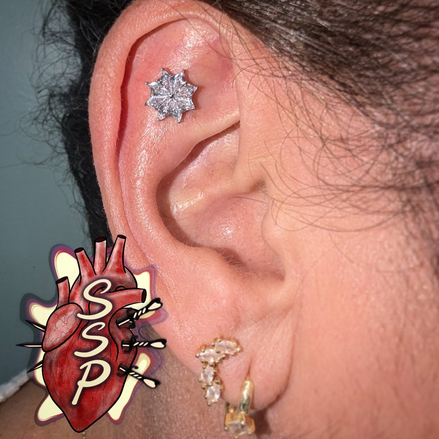 Flat piercing with a big ol titanium piece from @invictus_bodyjewelry

If you're interested in coming in for a piercing. There is no appointment needed, you can just come into the shop while we are open. Any questions about piercings you can always g