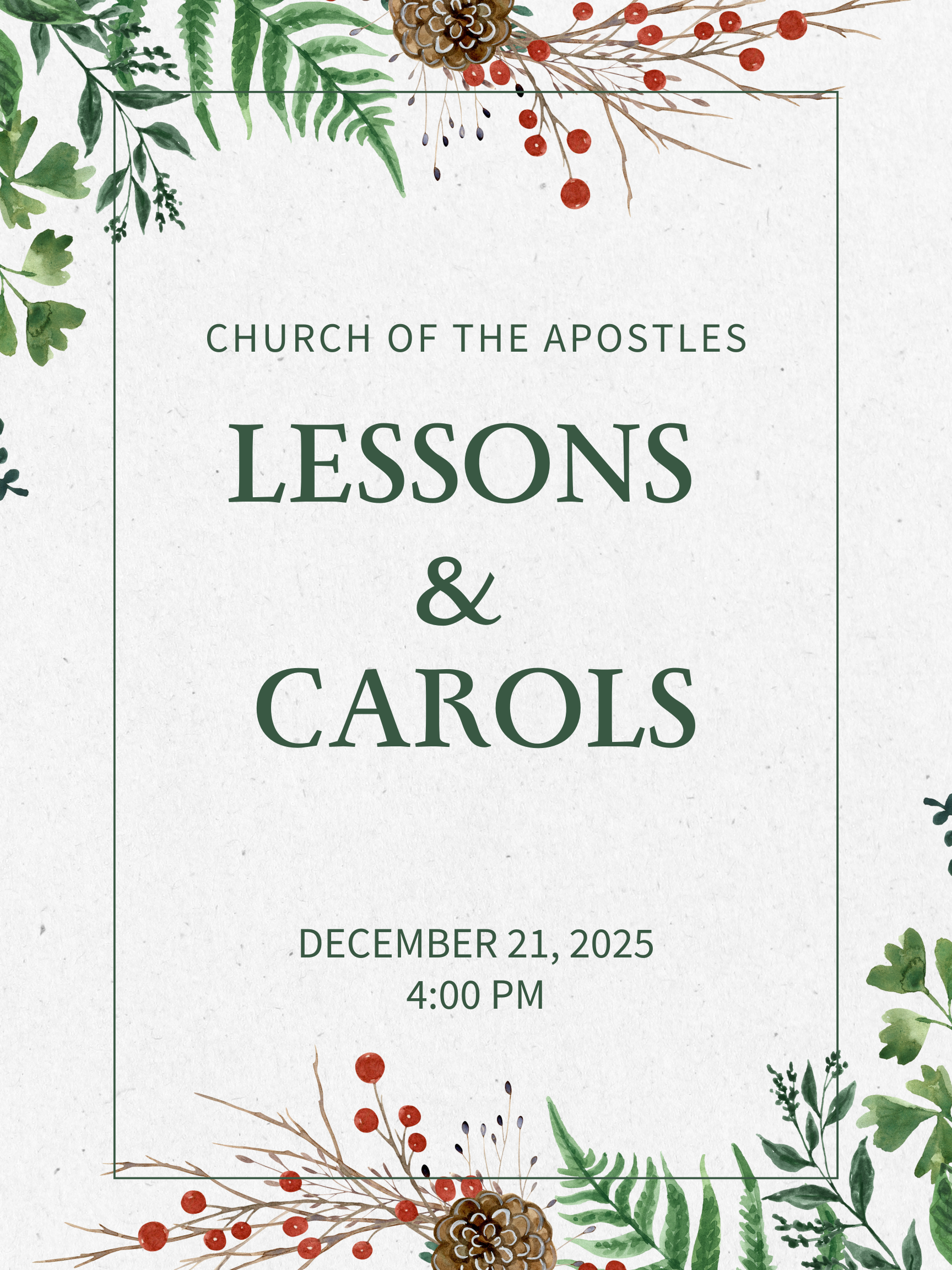 Lessons &amp; Carols Homily: “How Can I Keep from Singing?”