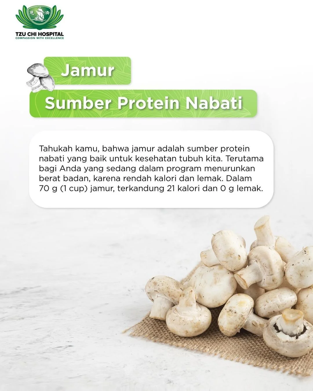 Jamur Sumber Protein Nabati — Tzu Chi Hospital