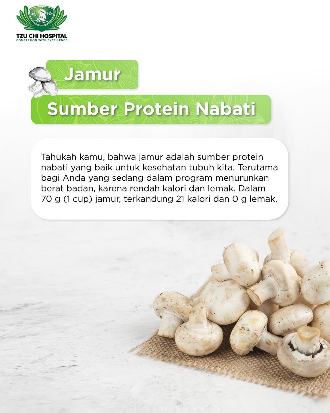 Jamur Sumber Protein Nabati — Tzu Chi Hospital