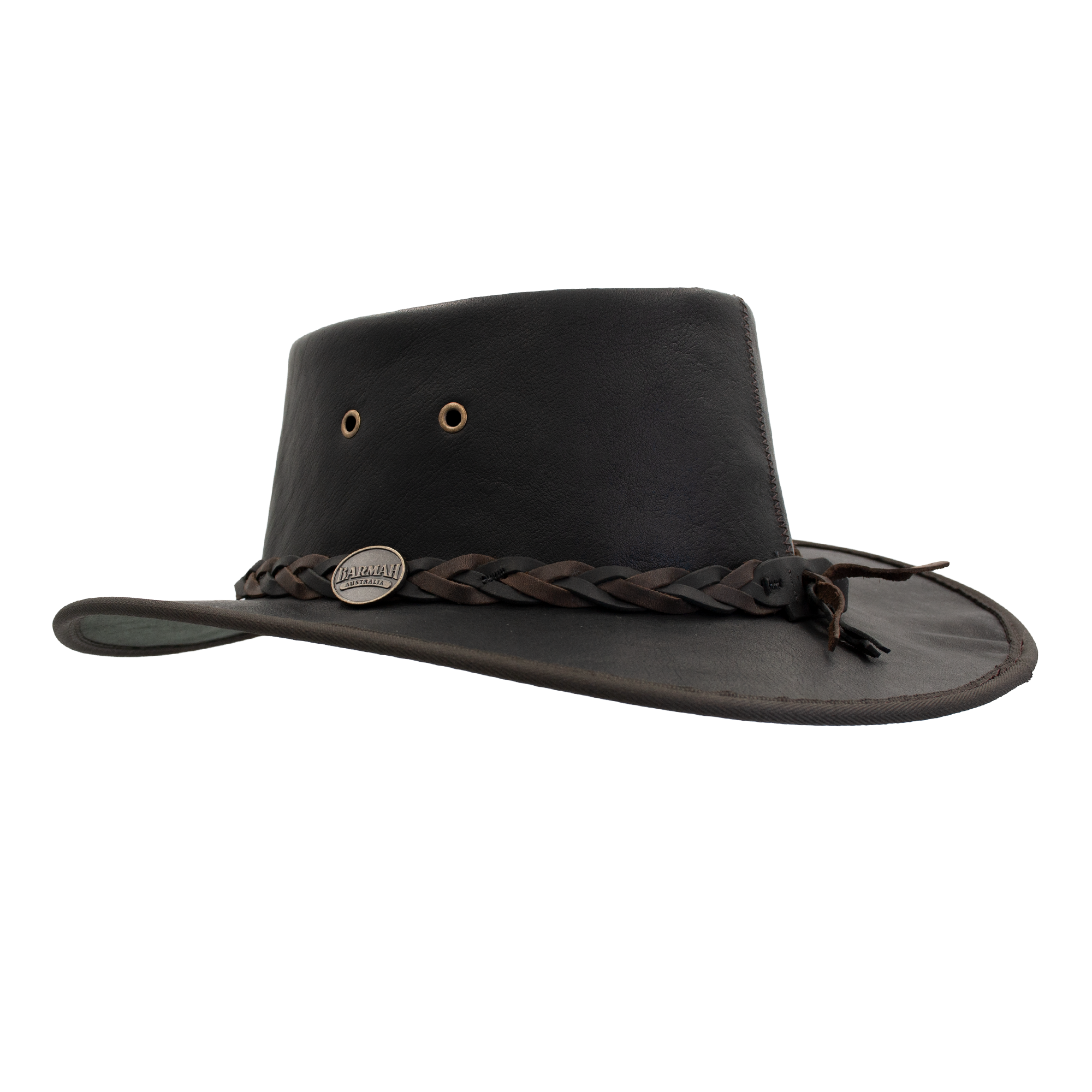 Squashy Crackle Kangaroo leather hat in Ironstone – back view