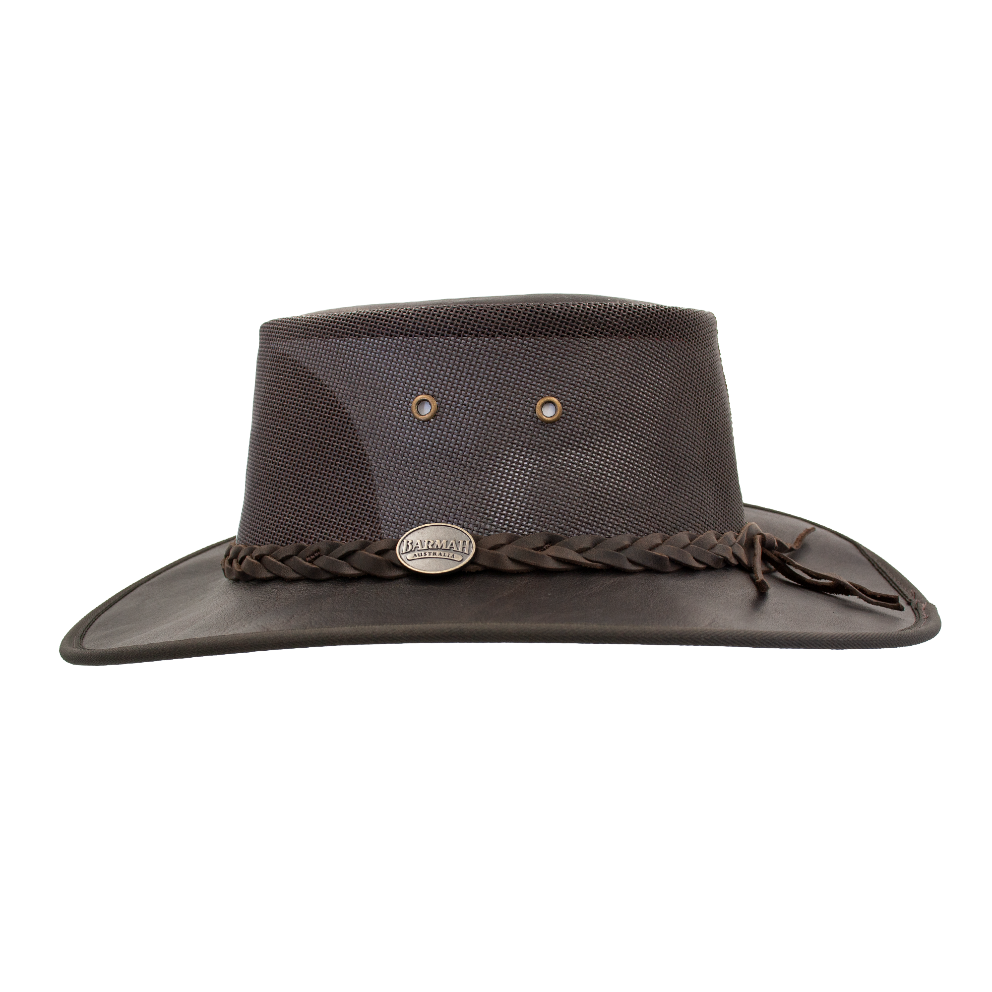Squashy Kangaroo Cooler hat in Dark Brown – side view