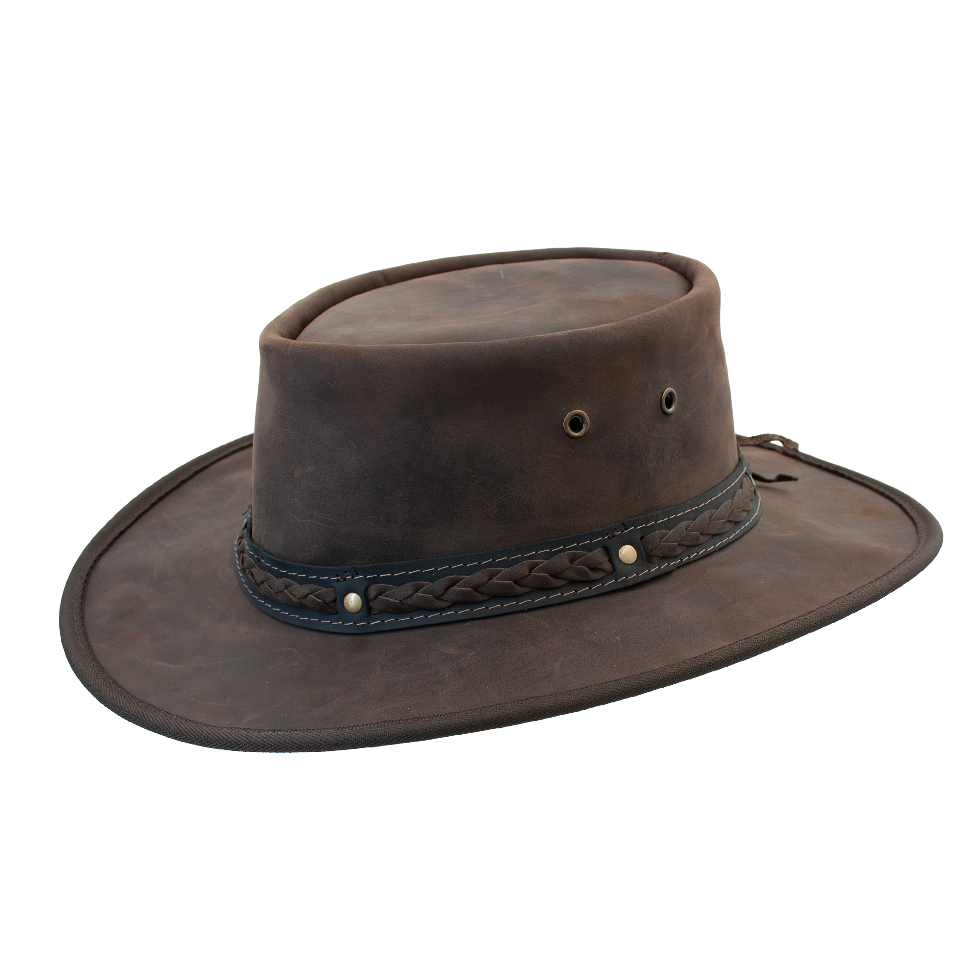 1022 Squashy Bronco leather hat in Choc