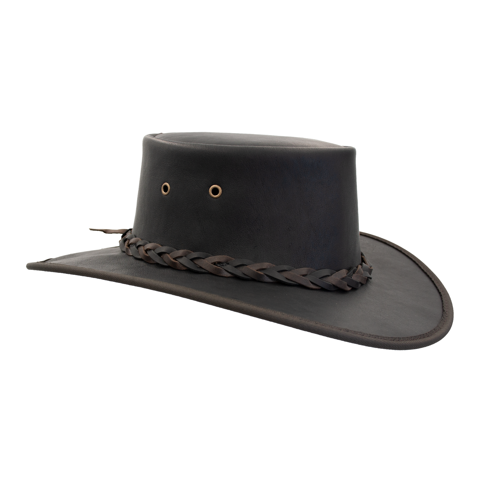 Squashy Crackle Kangaroo leather hat in Ironstone – front view