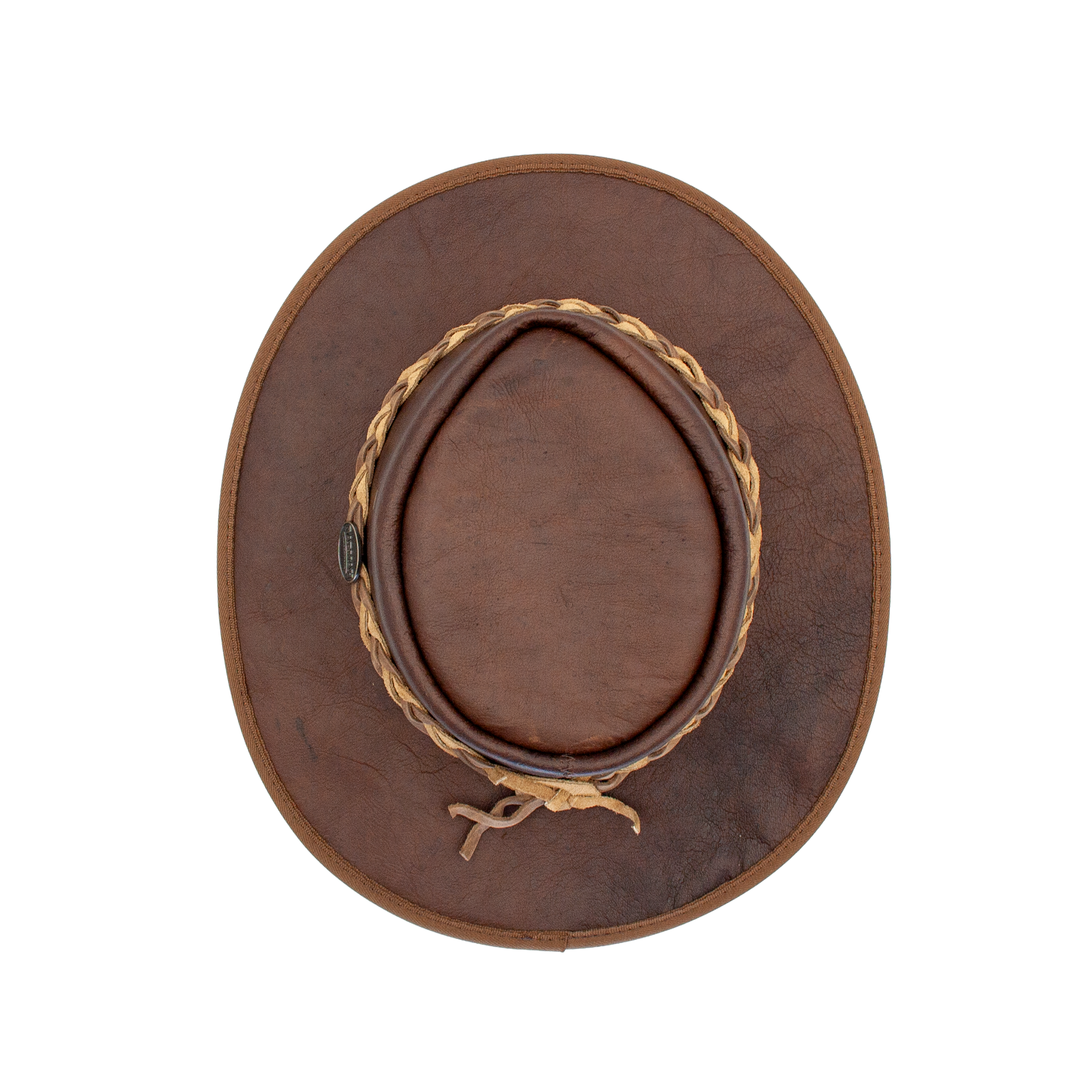 Squashy Crackle Kangaroo leather hat in Hickorystone – top view
