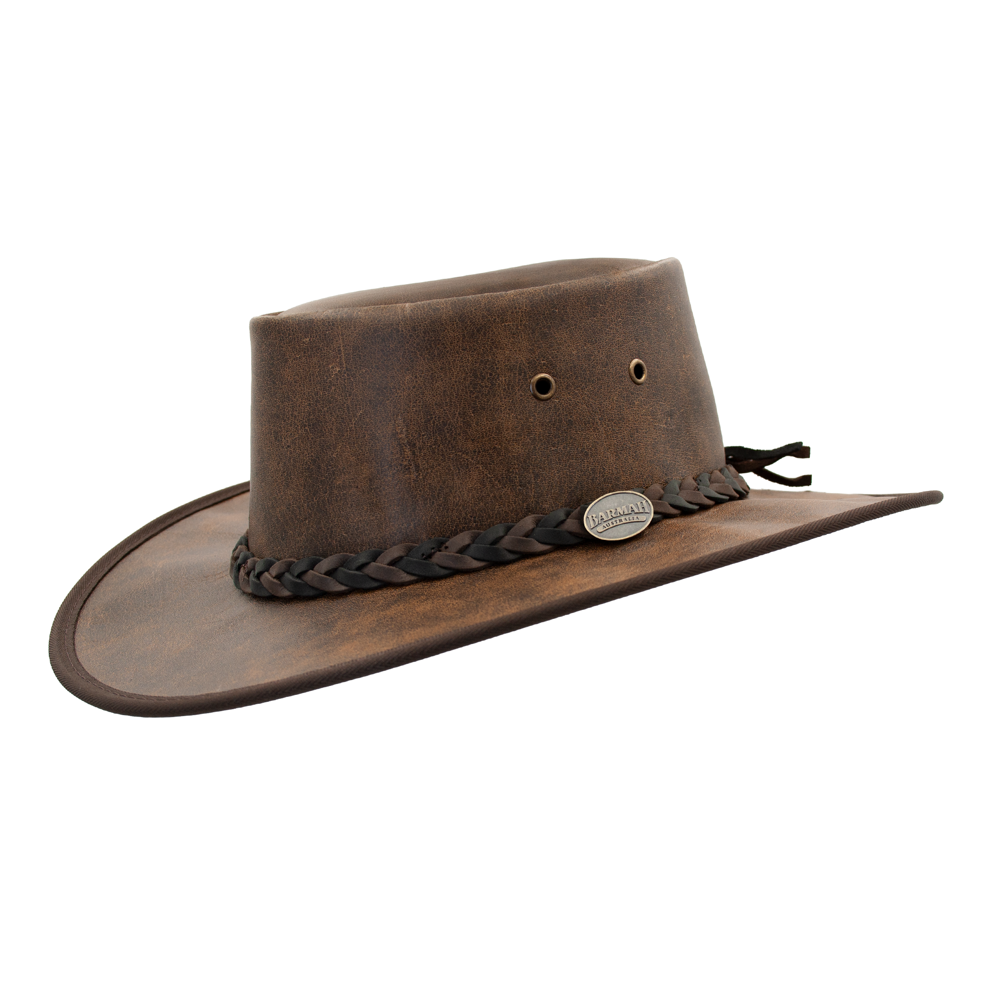 1018VB Squashy Crackle Kangaroo leather hat Vintage Brown