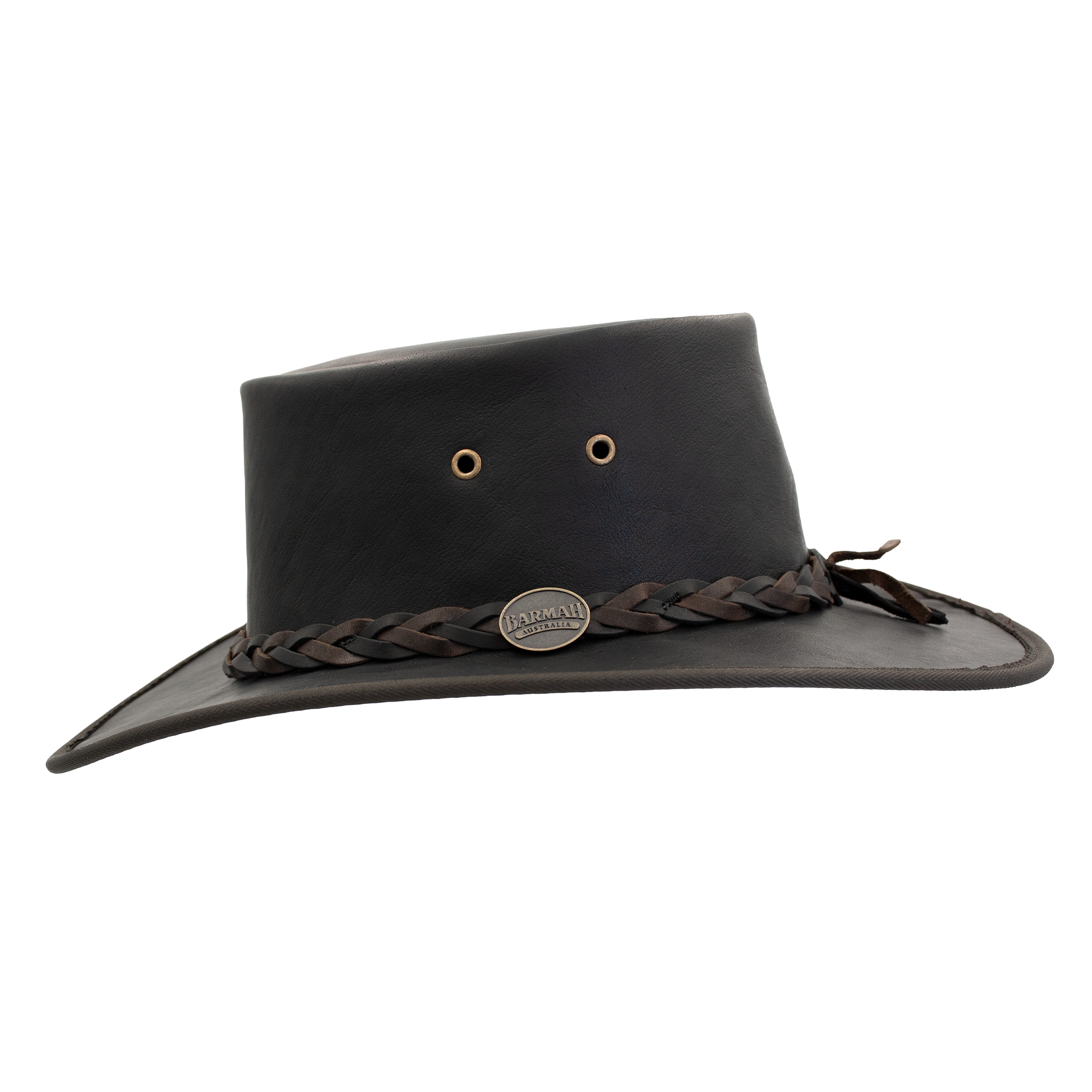 Squashy Crackle Kangaroo leather hat in Ironstone – side view