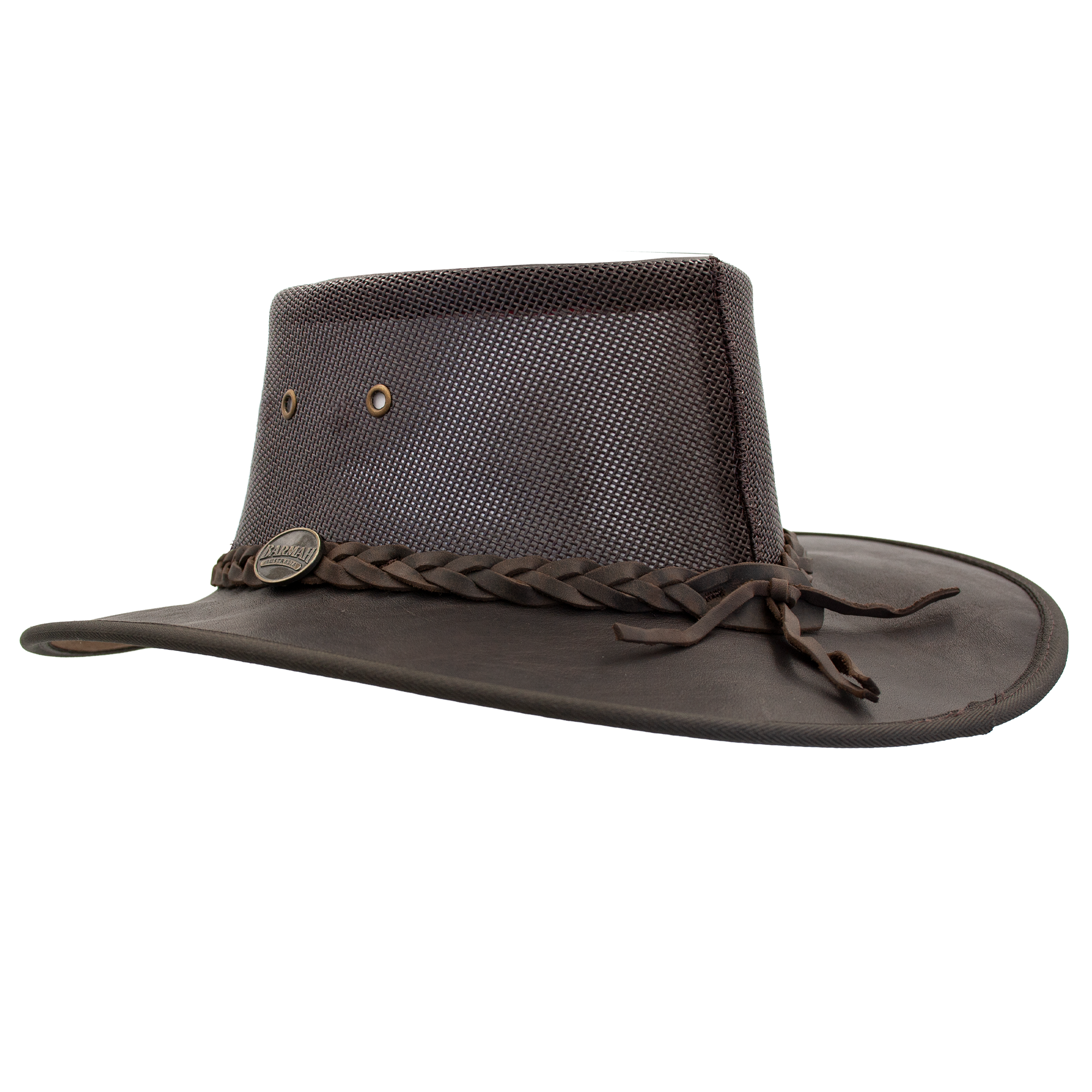 Squashy Kangaroo Cooler hat in Dark Brown – back view