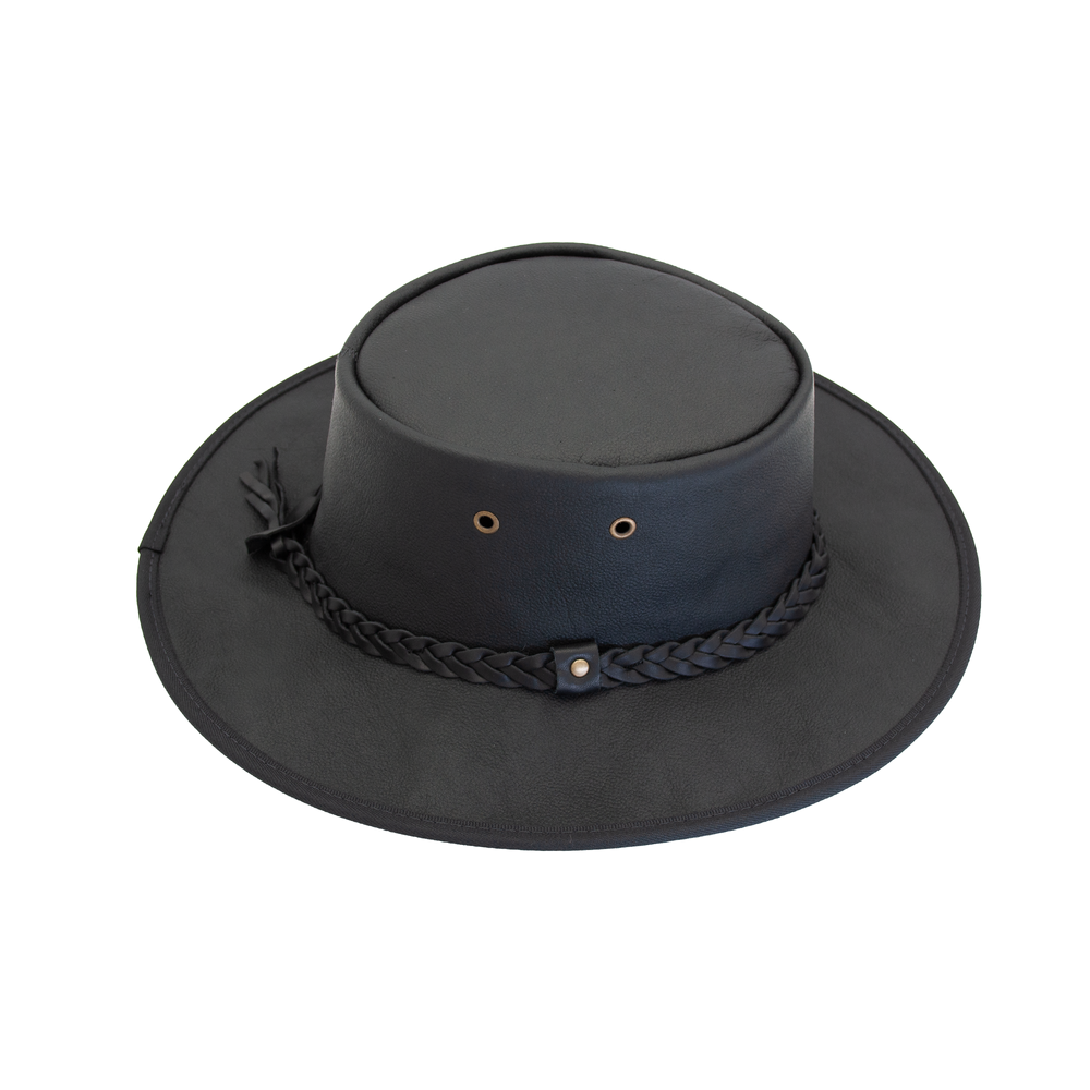 Barmah Hats (1019BL) Black Sundowner Kangaroo Leather Hat- Size M 1019BL - Sundowner Kangaroo - Black — Barmah Hats Australia main image 3
