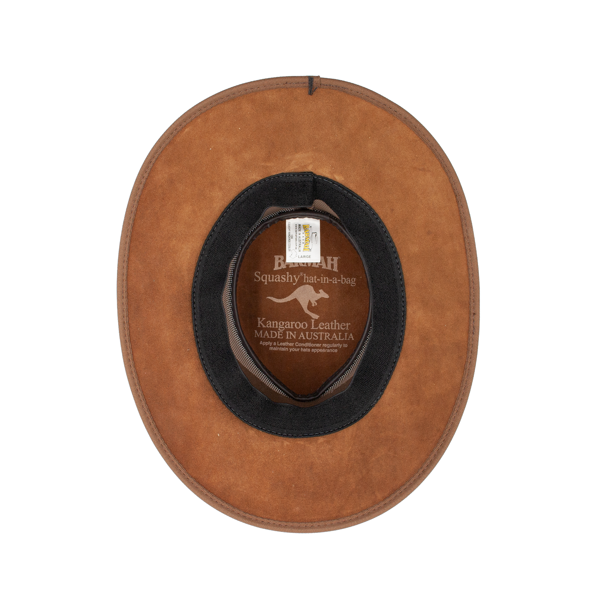 Squashy Kangaroo Cooler hat in Hickorystone – interior view